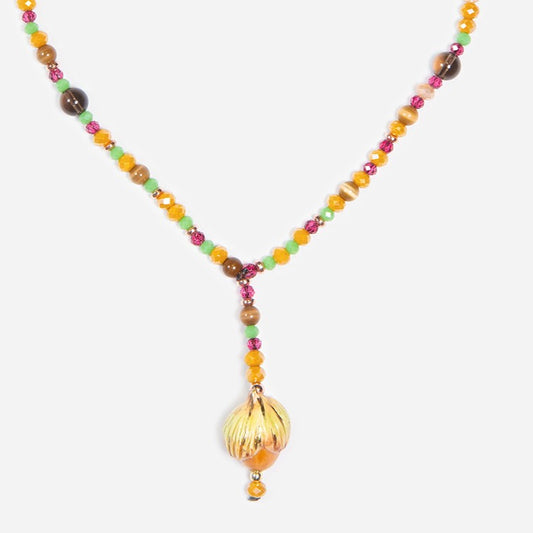 AVELLANA, COLLAR CORTO CON PEDRERÍA Y AVELLANA DE CERÁMICA
