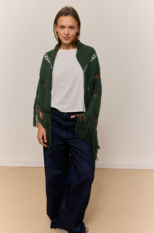 CHAL HIEDRA OSCURO, CHAL DE LANA DE ALPACA NATURAL