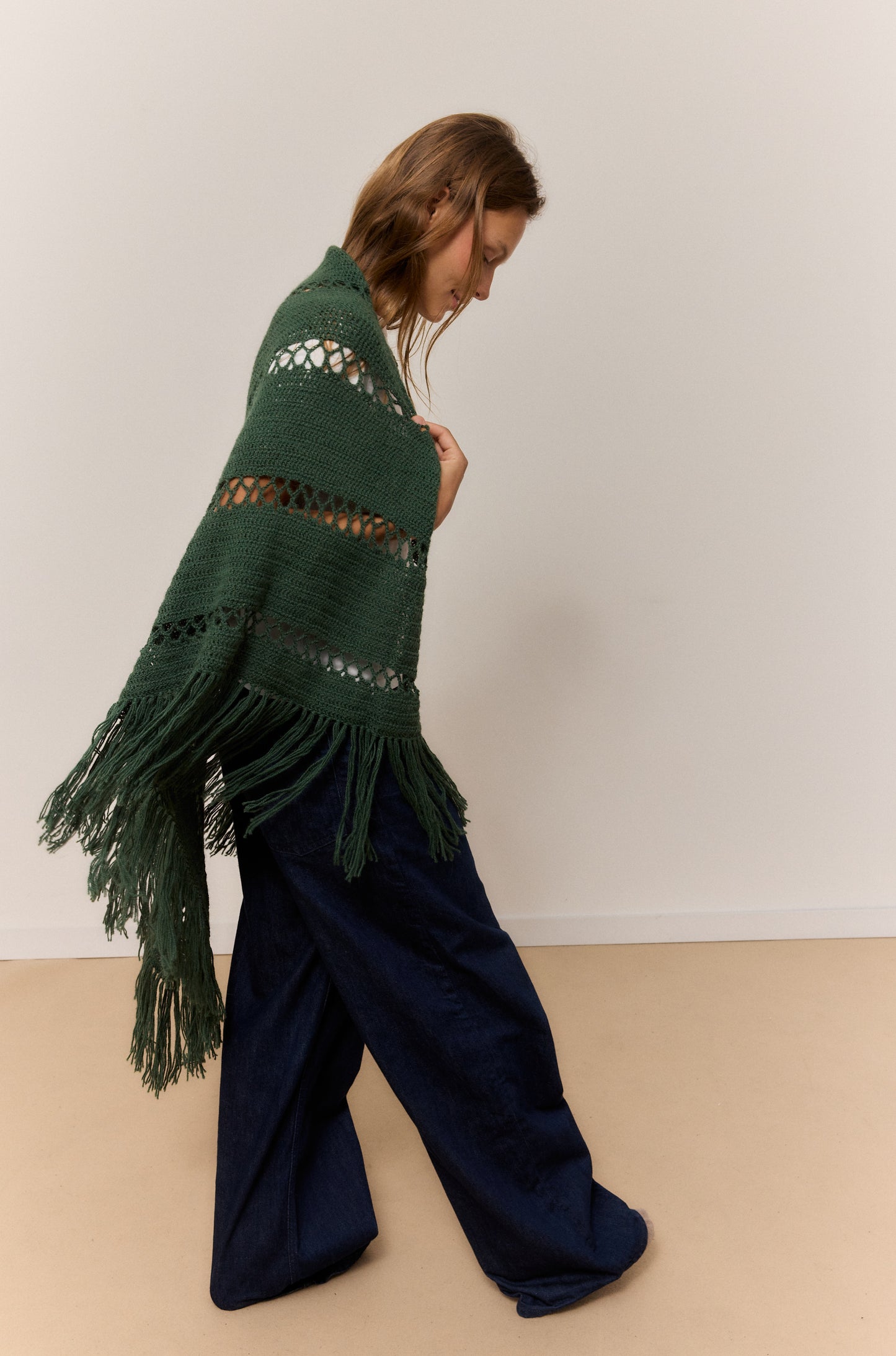 DARK IVY SHAWL, NATURAL ALPACA WOOL SHAWL