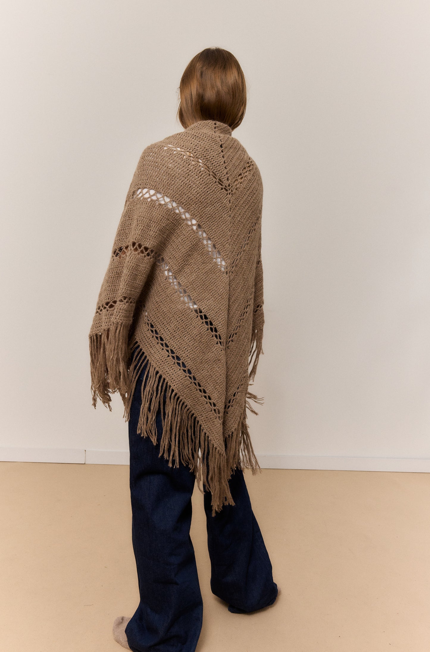 CHAL BEIGE CLARO MIX, CHAL DE LANA DE ALPACA NATURAL