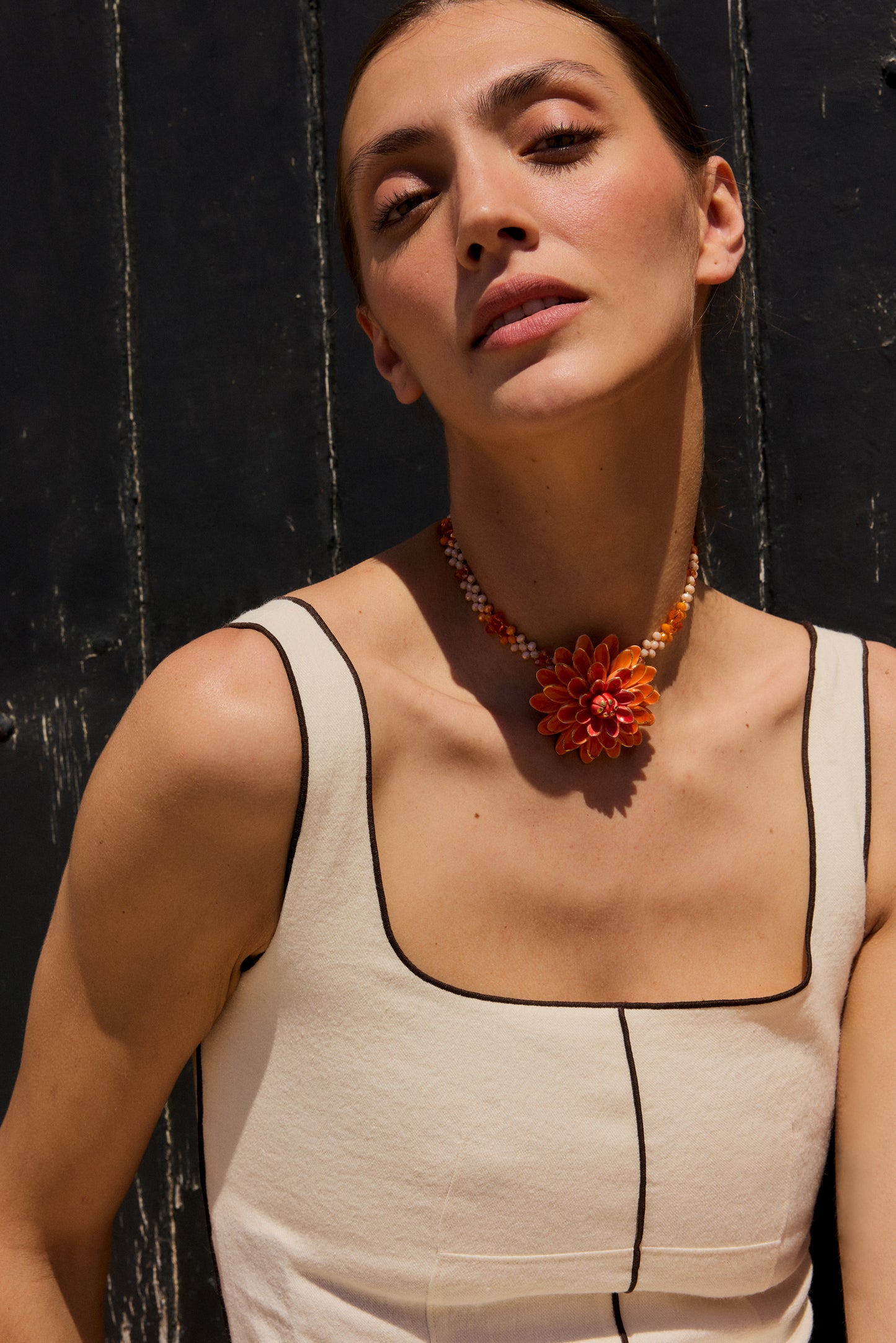 ALESSANDRA, ORANGE FLOWER NECKLACE
