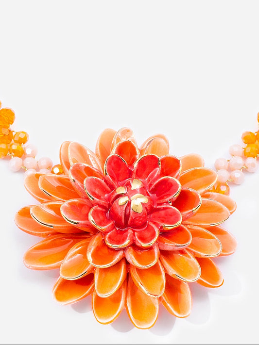 ALESSANDRA, ORANGE FLOWER NECKLACE