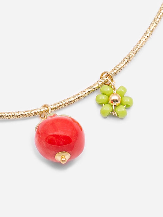 TOMATO, COLLAR DE HILO DORADO CON 4 CHARMS.