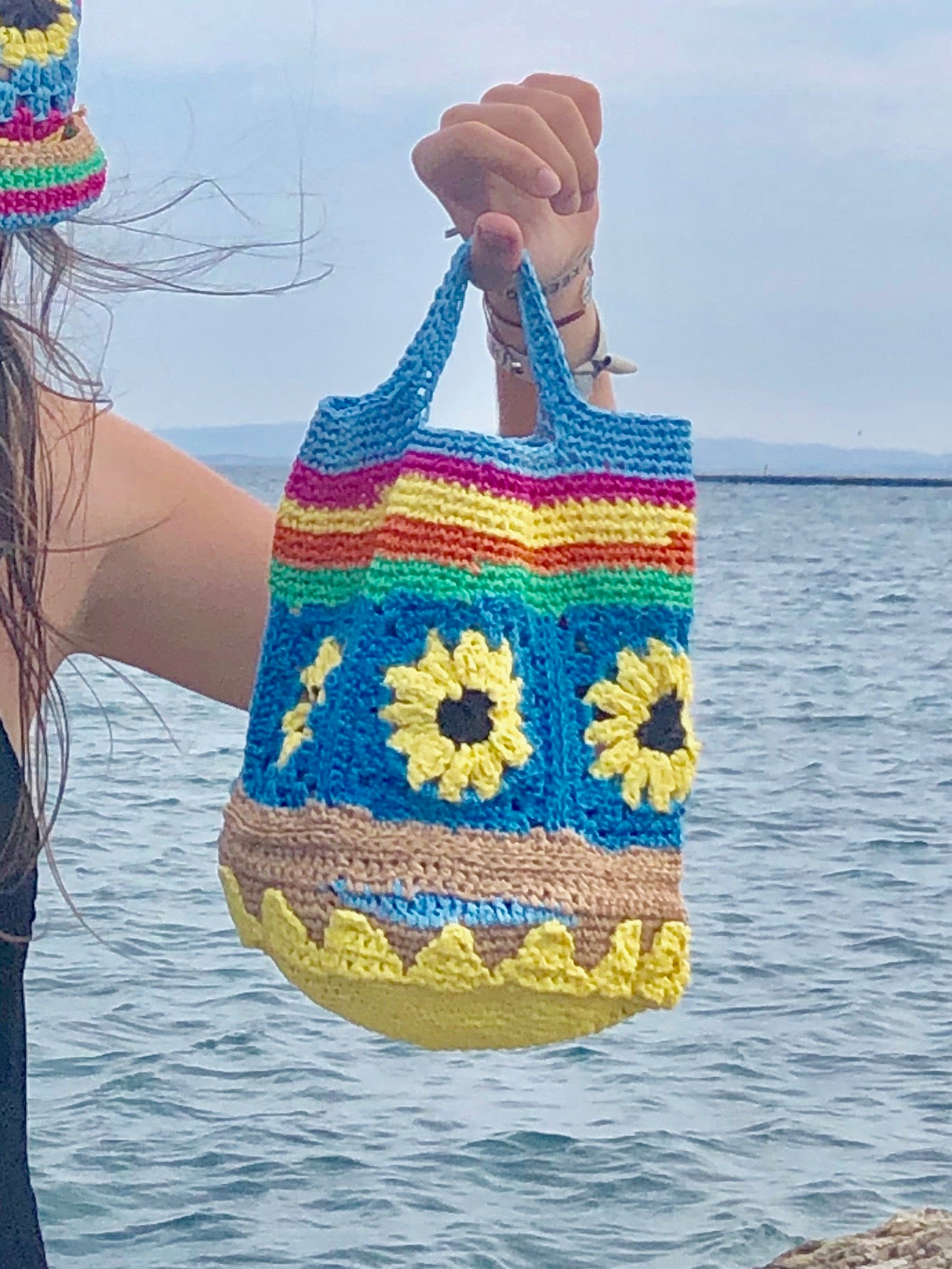Yellow Flower Crochet Bag