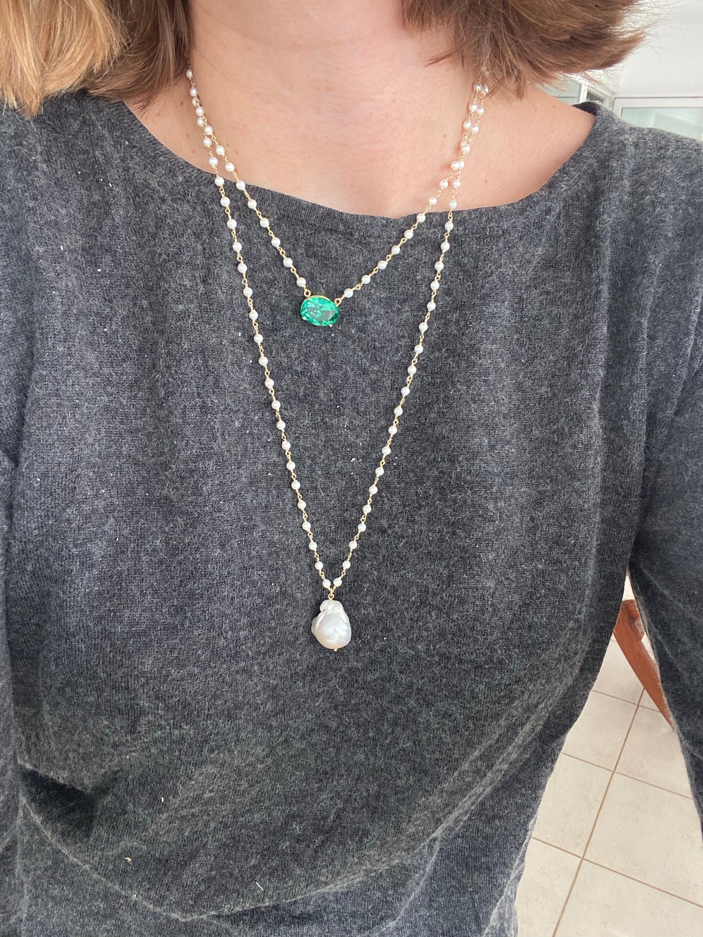 Collar mediano perlas Singola perle Cashfana