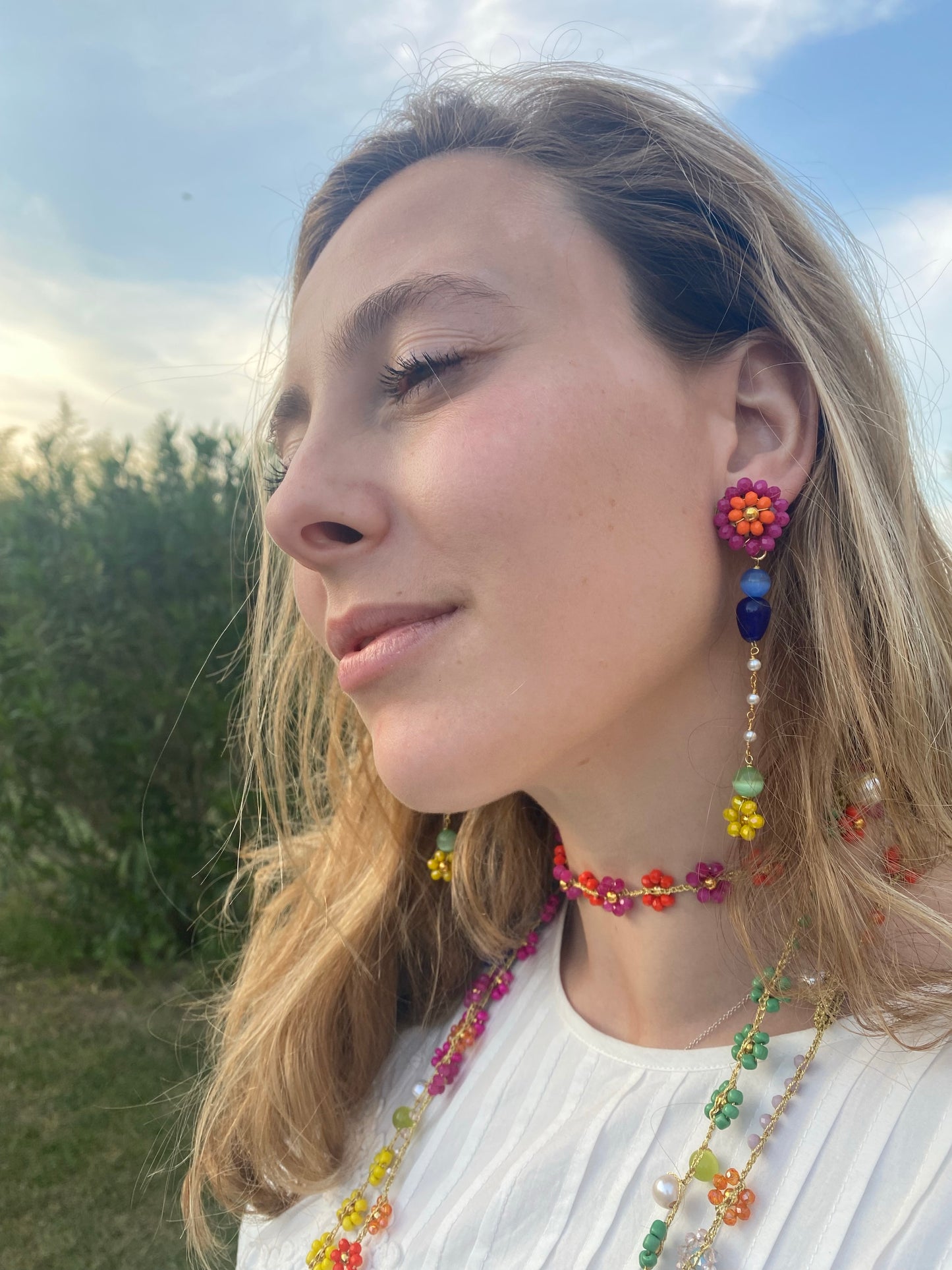 Pendientes de cristales Peonias Cashfana