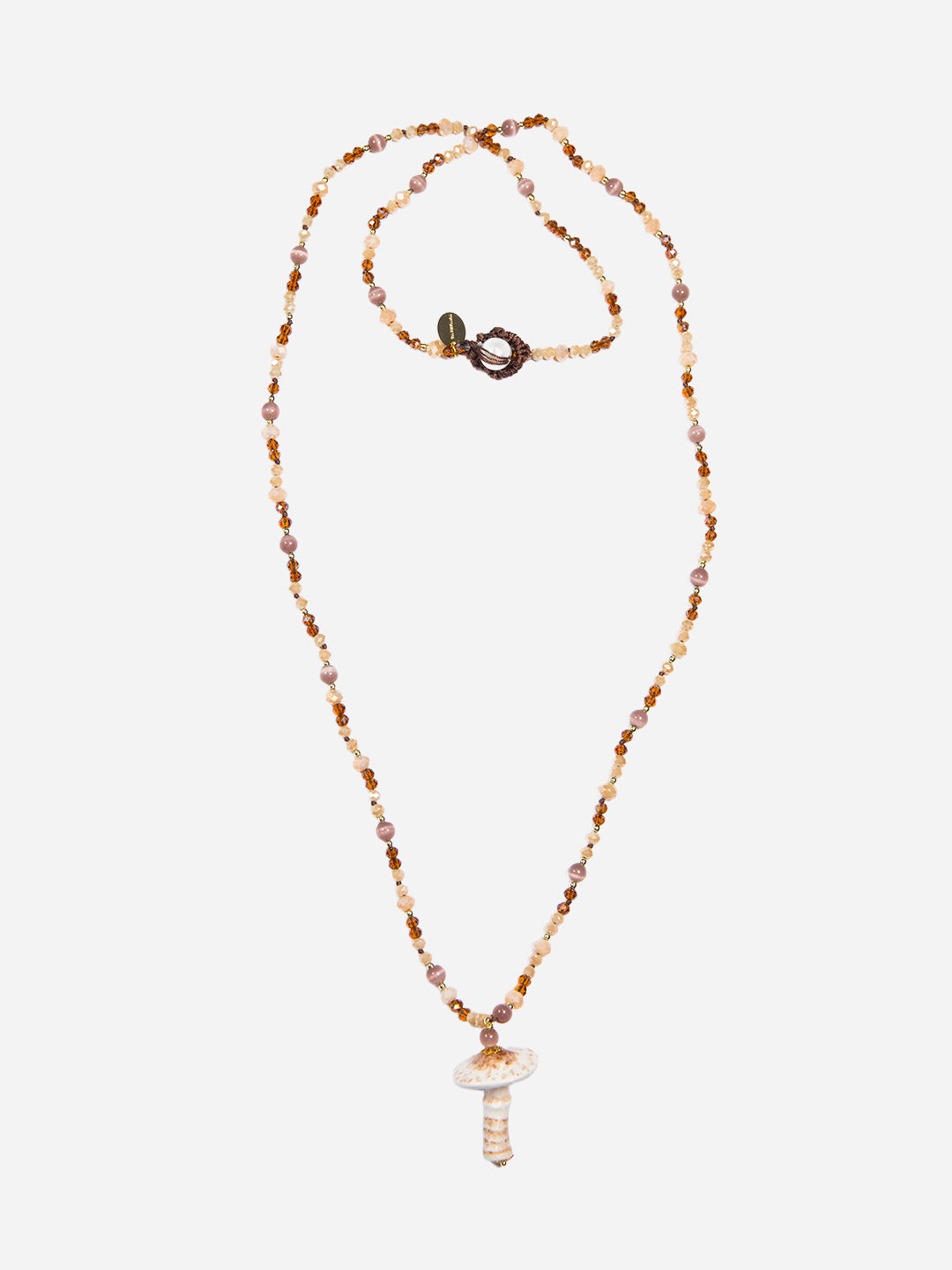 KOKO, COLLAR LARGO DE CRISTAL Y PEDRERÍA CON SETA BLANCA Y BEIGE