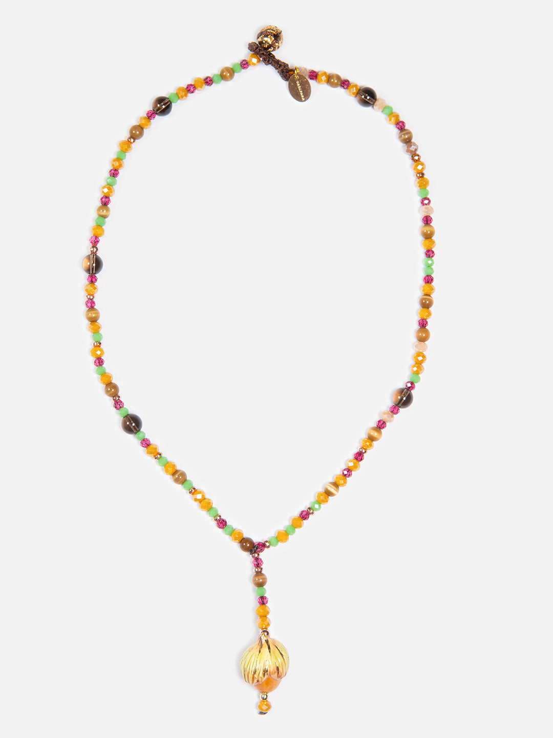 AVELLANA, COLLAR CORTO CON PEDRERÍA Y AVELLANA DE CERÁMICA