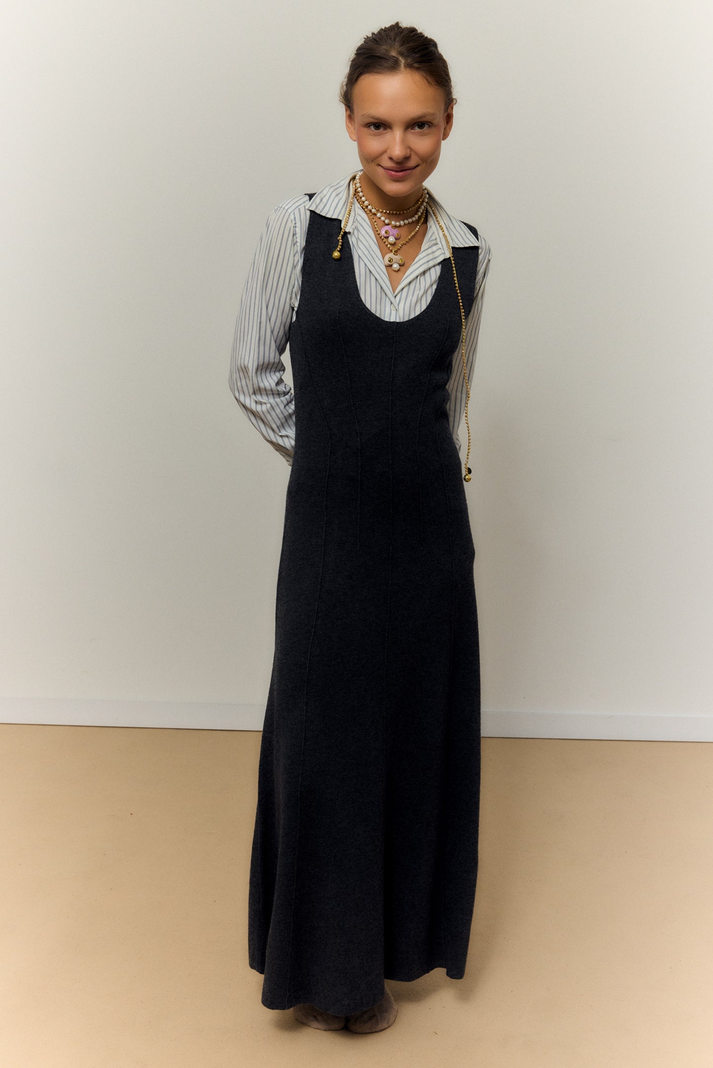 CHAMPI LILA, SHORT PEARL NECKLACE WITH LILAC MUSHROOM PENDANT