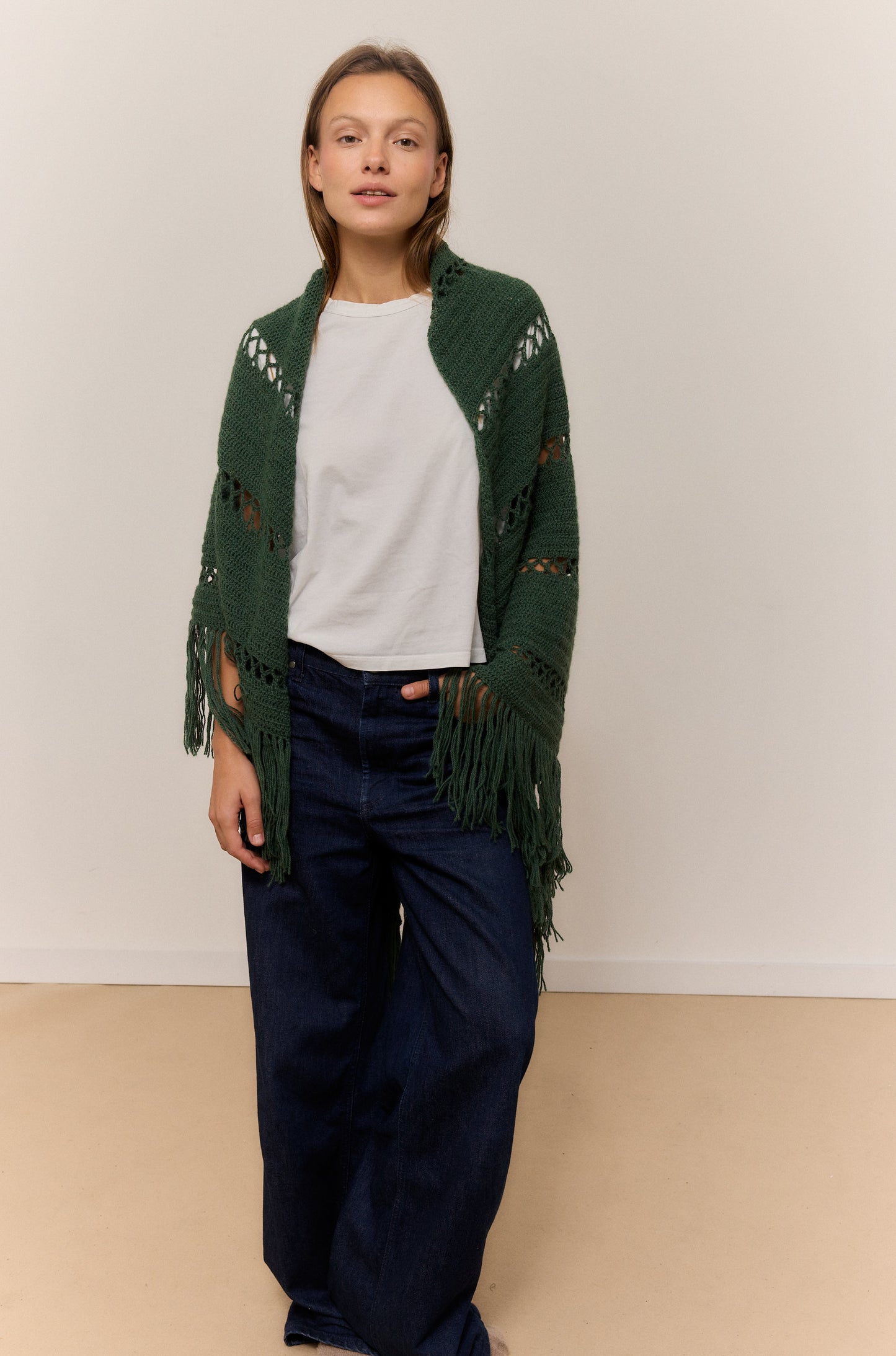 DARK IVY SHAWL, NATURAL ALPACA WOOL SHAWL