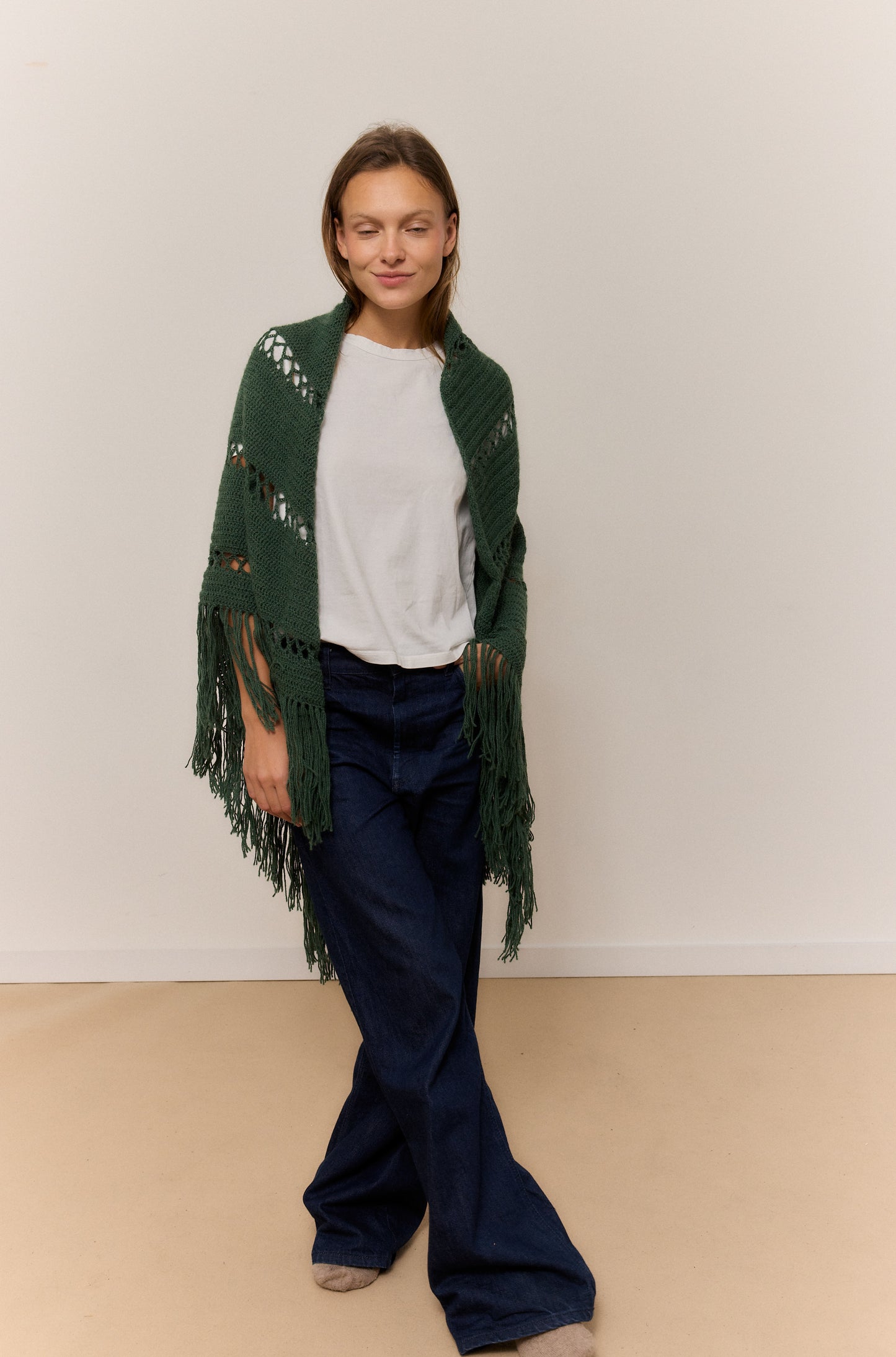 DARK IVY SHAWL, NATURAL ALPACA WOOL SHAWL