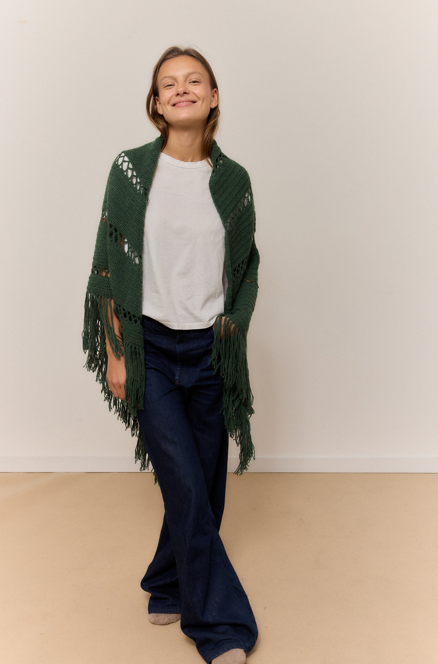 DARK IVY SHAWL, NATURAL ALPACA WOOL SHAWL