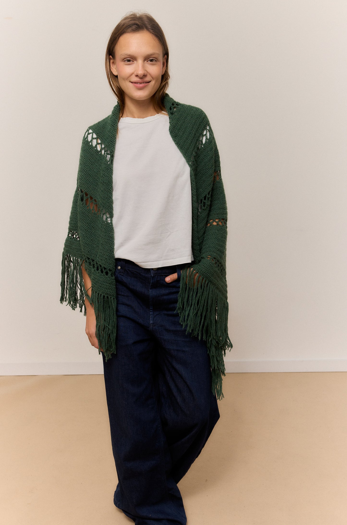 DARK IVY SHAWL, NATURAL ALPACA WOOL SHAWL