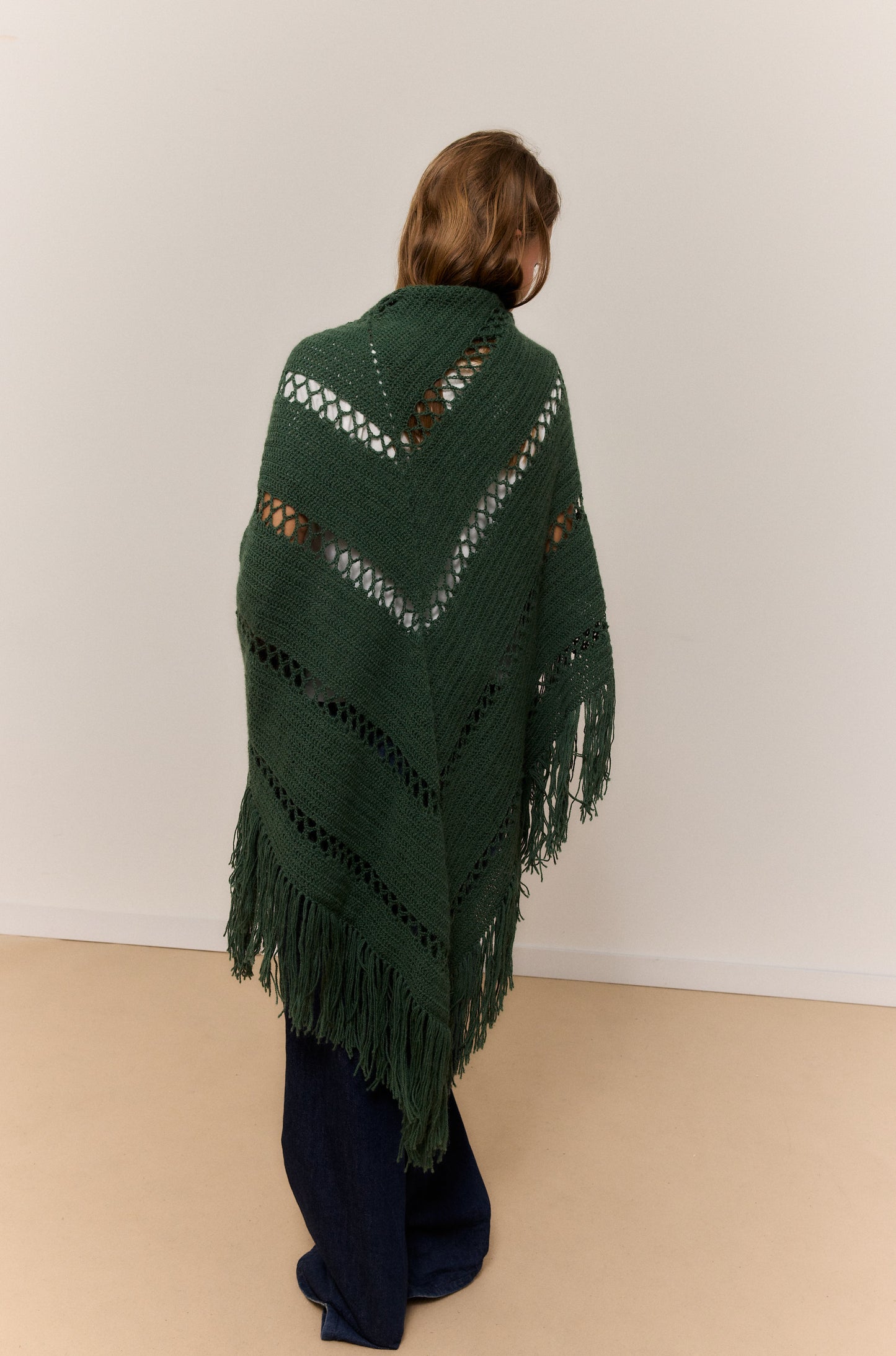 DARK IVY SHAWL, NATURAL ALPACA WOOL SHAWL