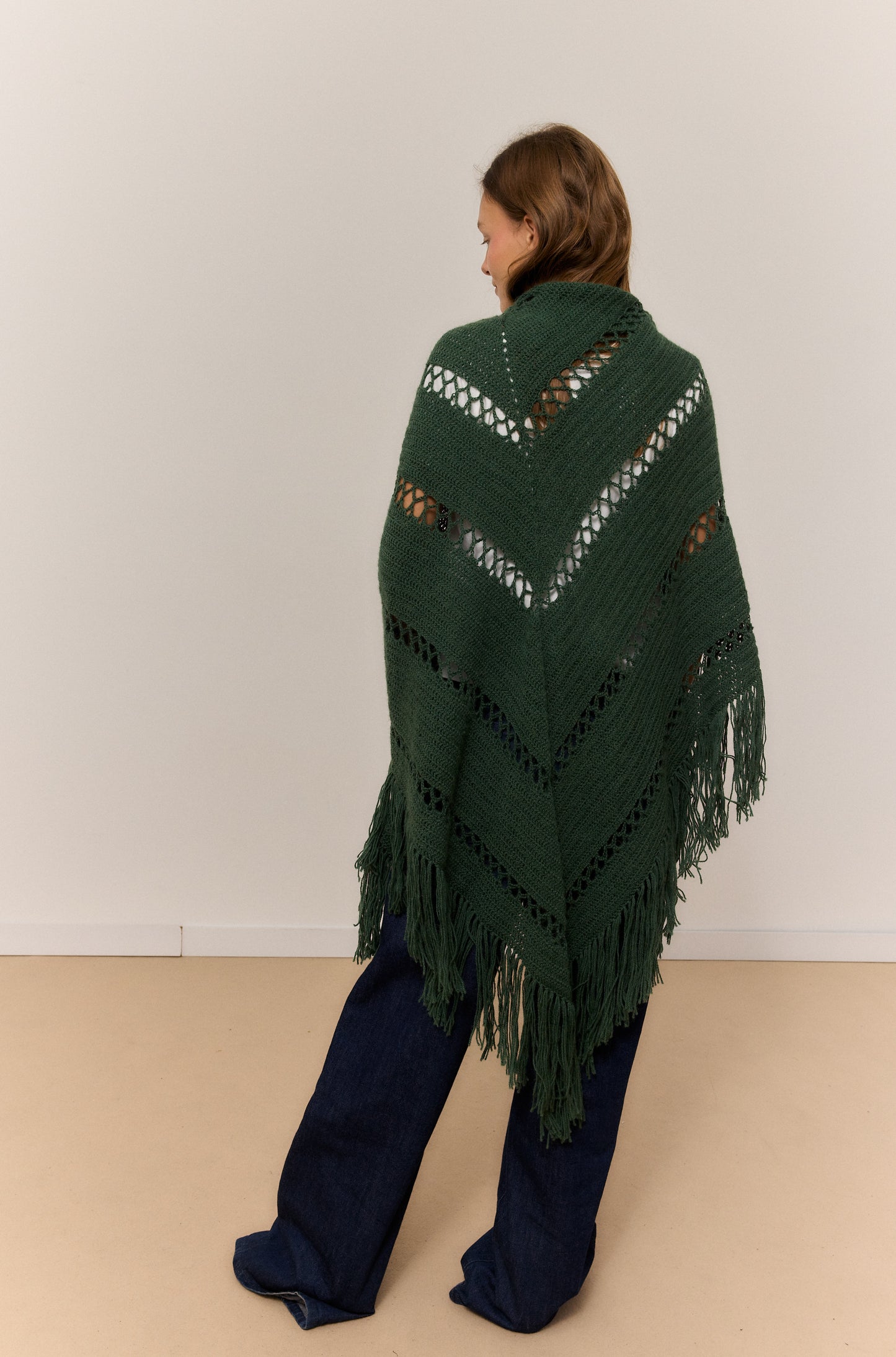 DARK IVY SHAWL, NATURAL ALPACA WOOL SHAWL