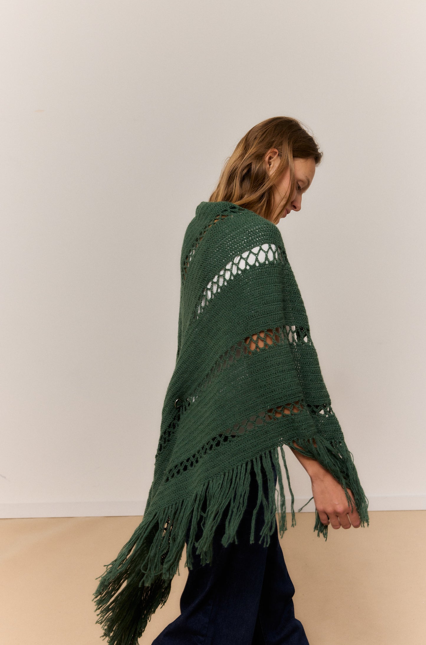 DARK IVY SHAWL, NATURAL ALPACA WOOL SHAWL