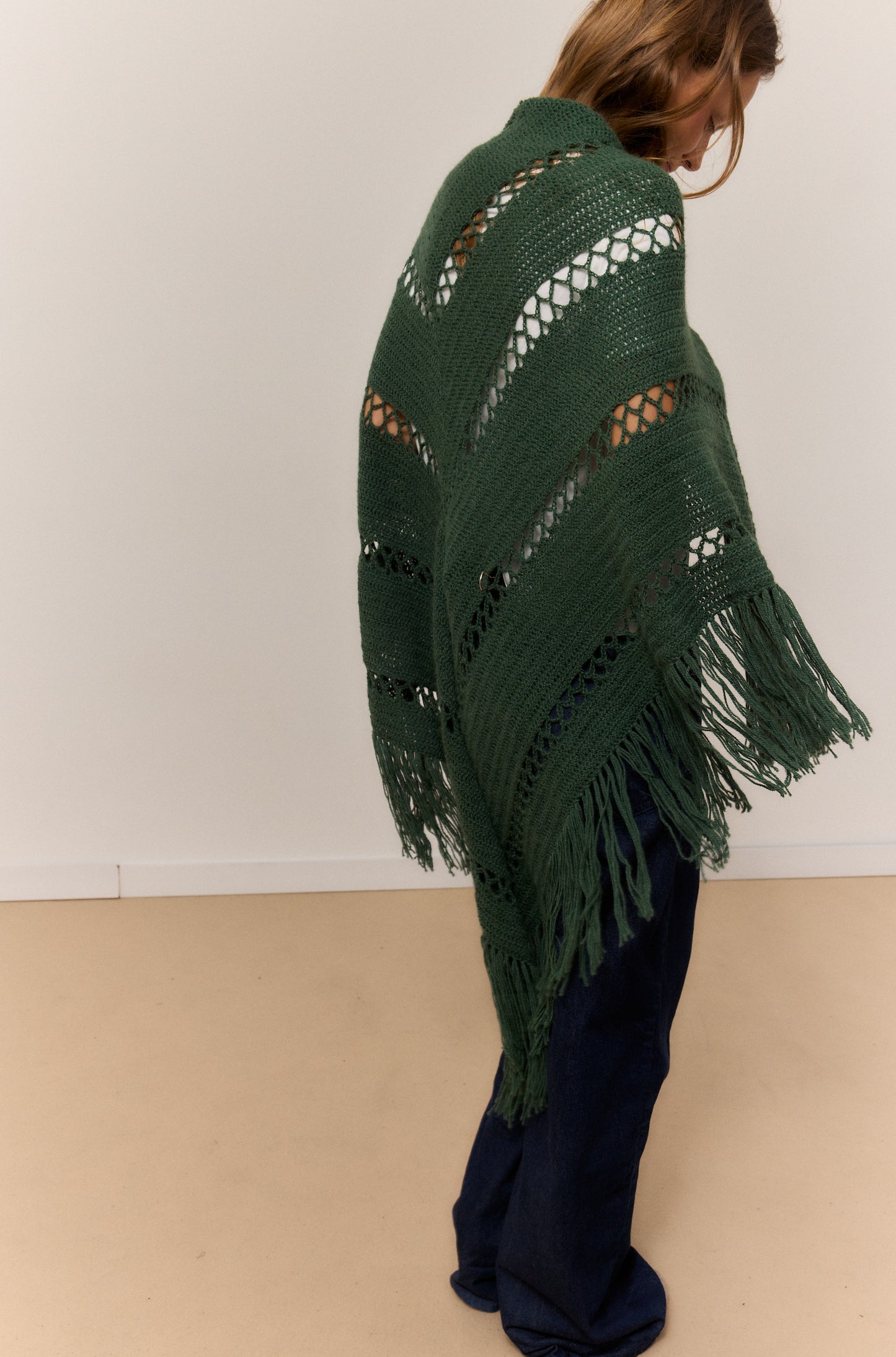 DARK IVY SHAWL, NATURAL ALPACA WOOL SHAWL