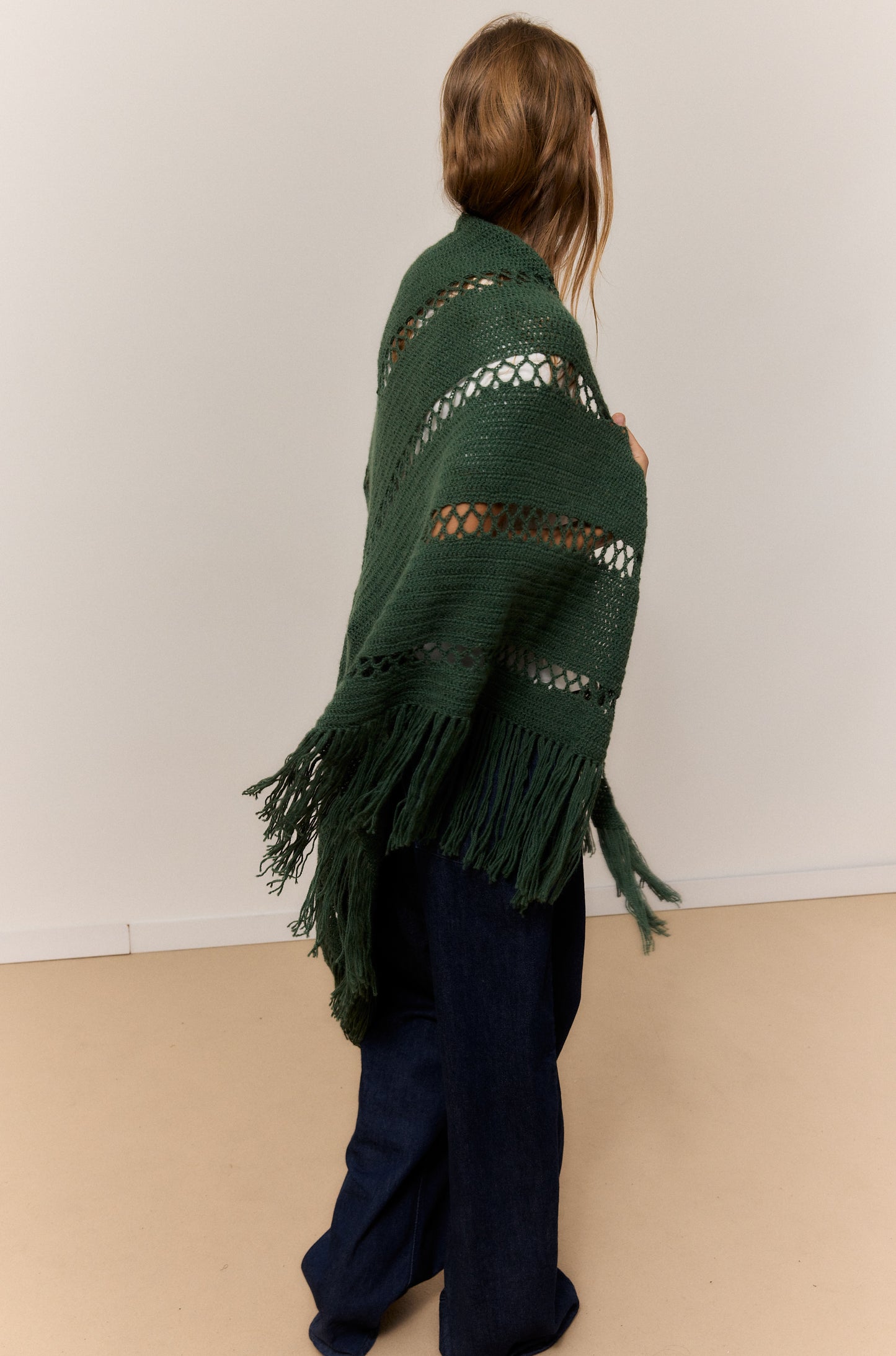 DARK IVY SHAWL, NATURAL ALPACA WOOL SHAWL