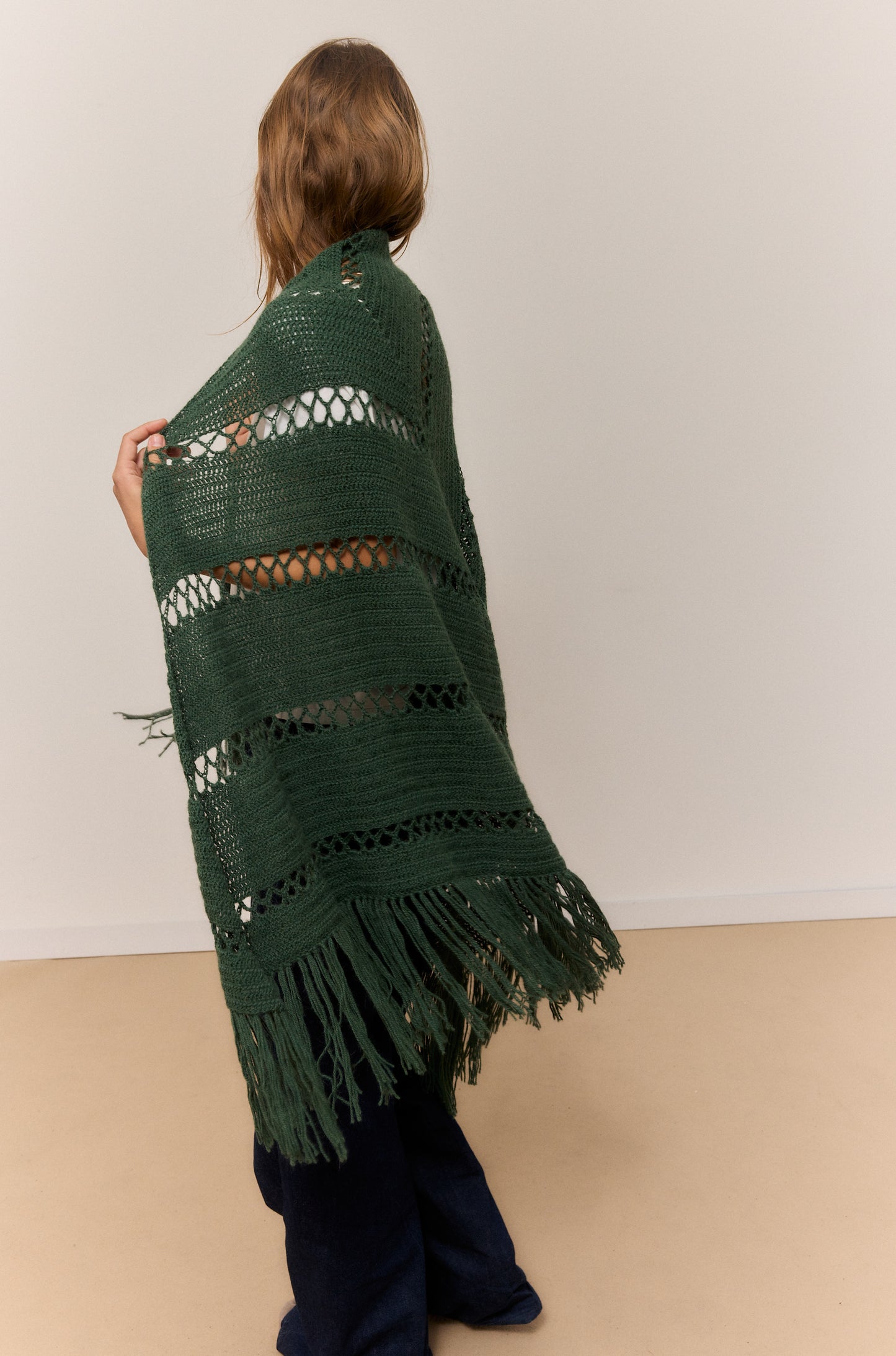 DARK IVY SHAWL, NATURAL ALPACA WOOL SHAWL