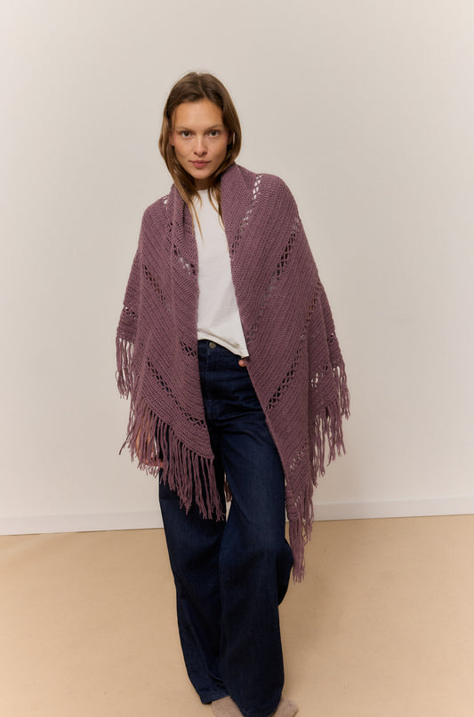 VINTAGE PINK SHAWL, NATURAL ALPACA WOOL SHAWL.