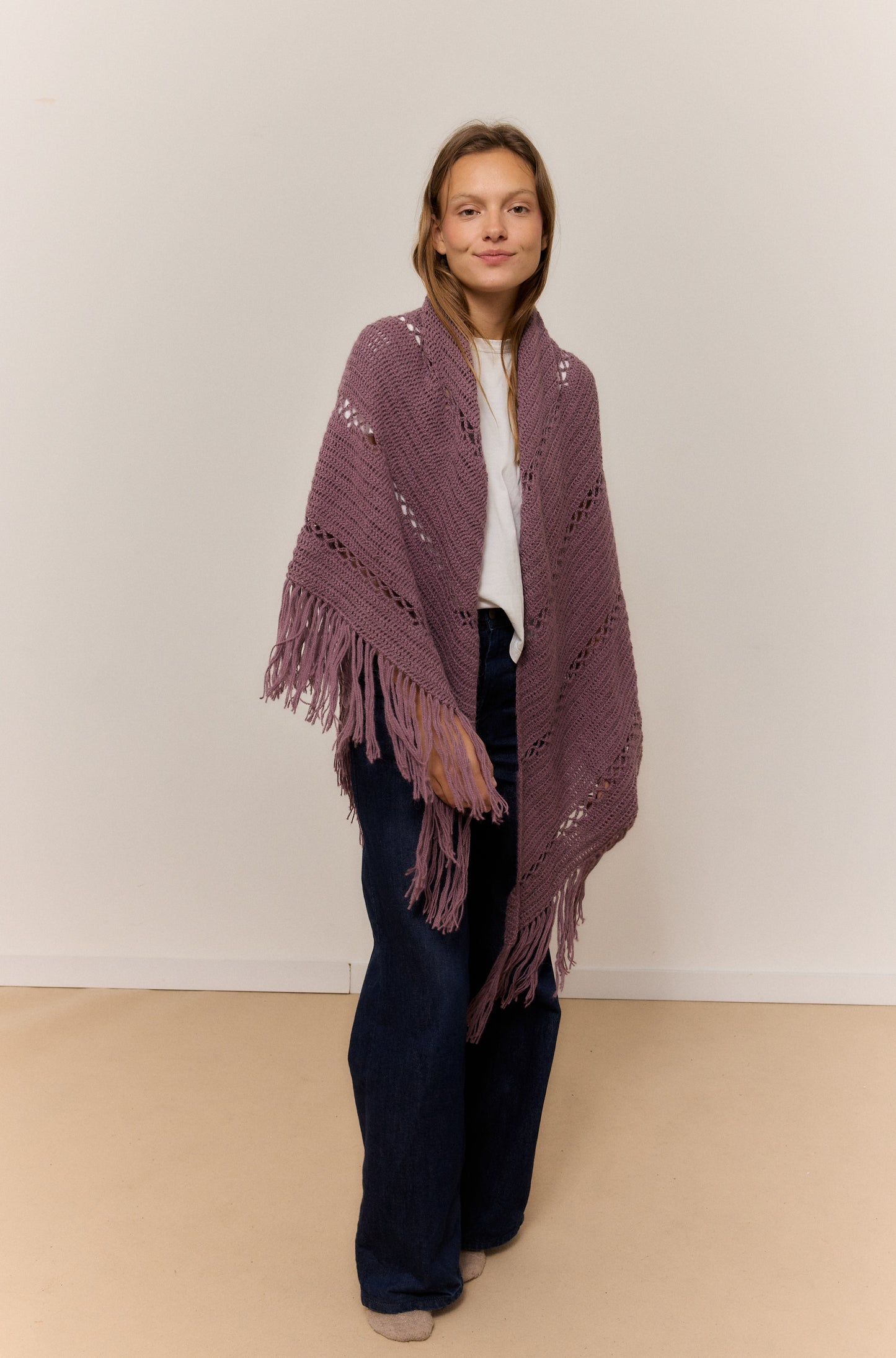 VINTAGE PINK SHAWL, NATURAL ALPACA WOOL SHAWL.