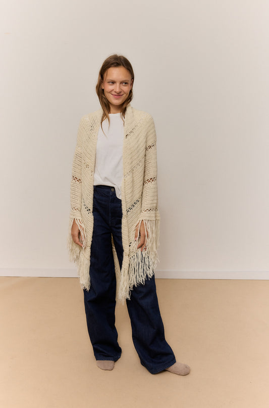 SAND SHAWL, NATURAL ALPACA WOOL SHAWL