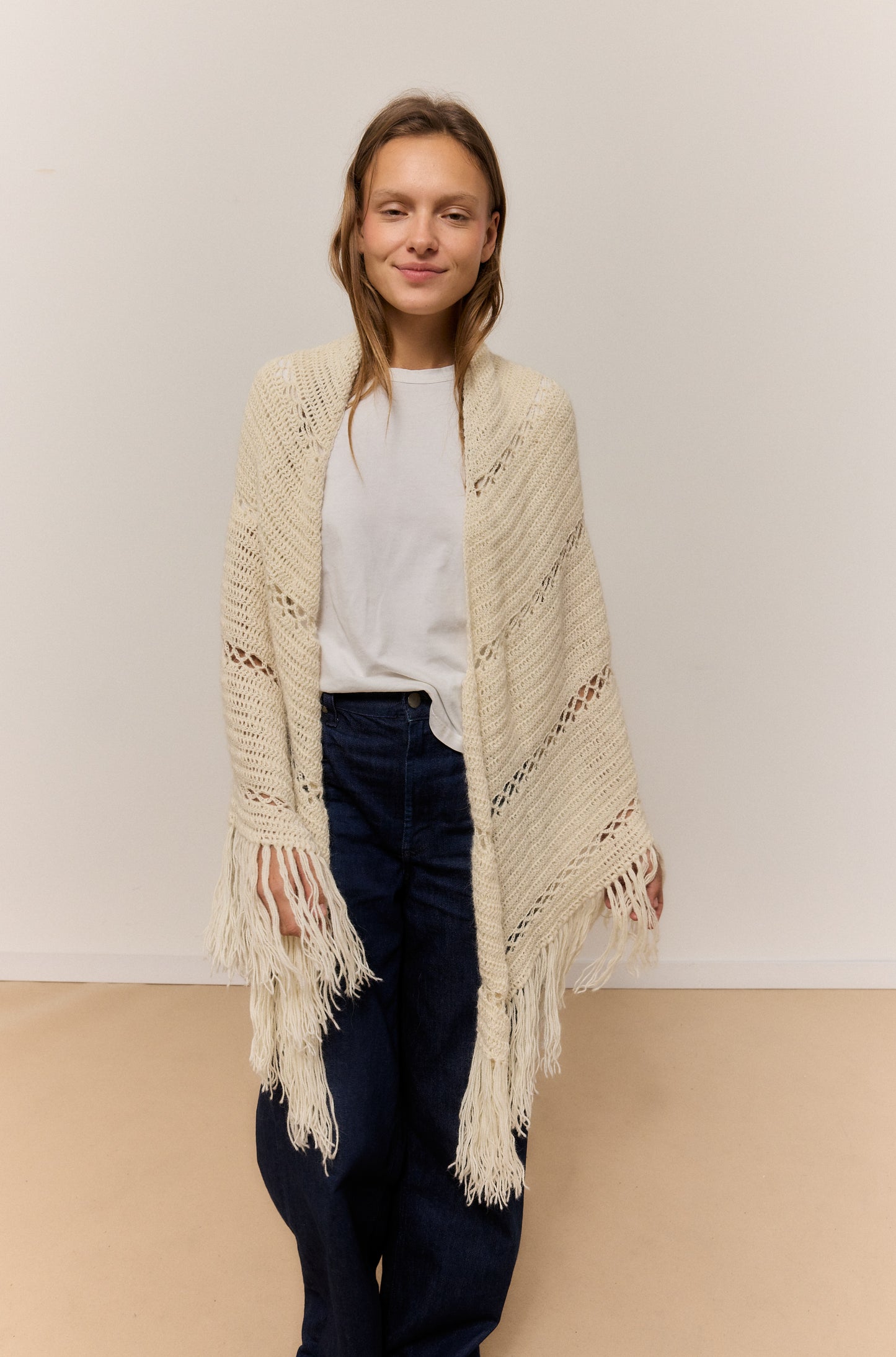 CHAL ARENA, CHAL DE LANA DE ALPACA NATURAL