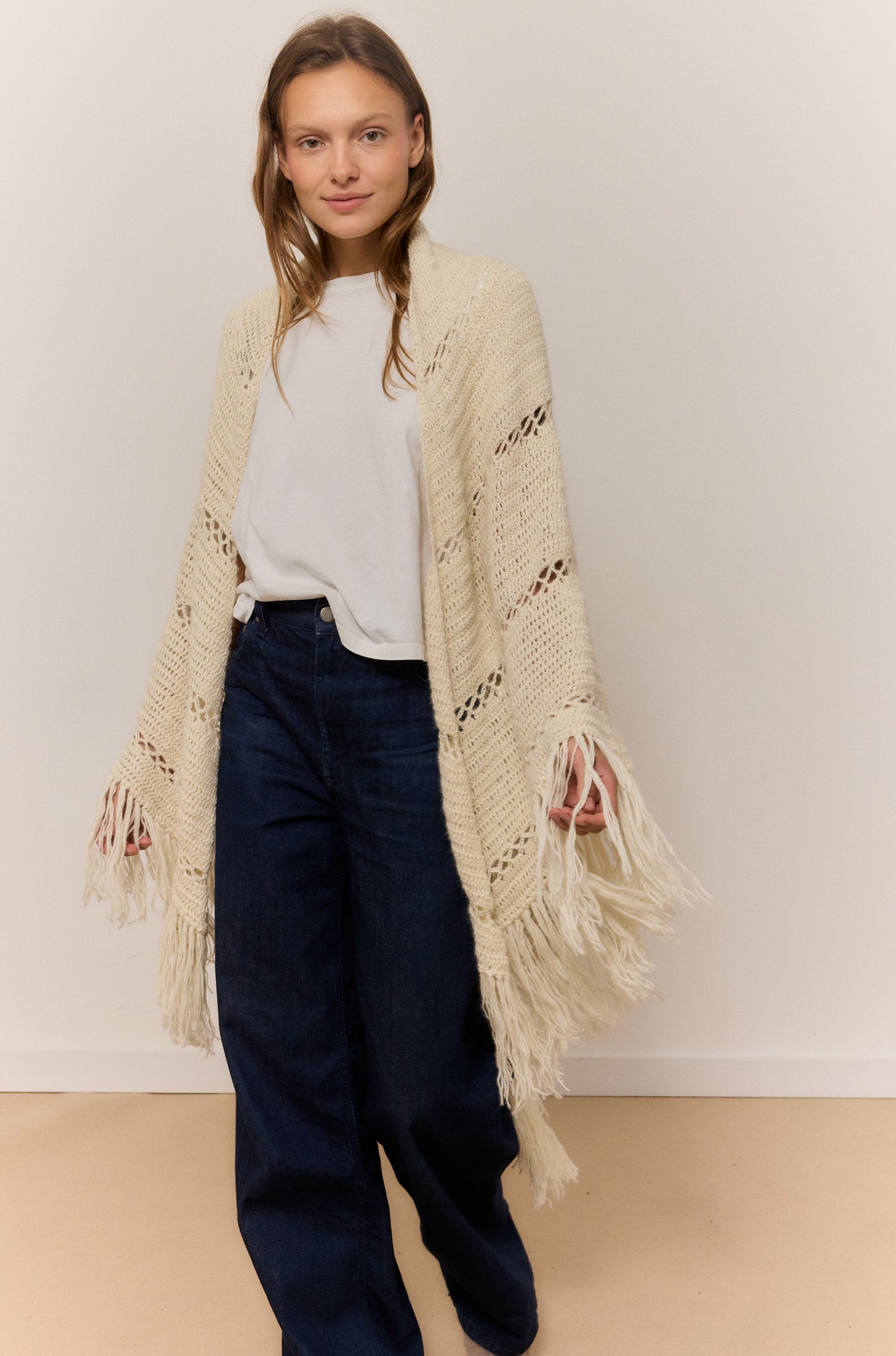 CHAL ARENA, CHAL DE LANA DE ALPACA NATURAL