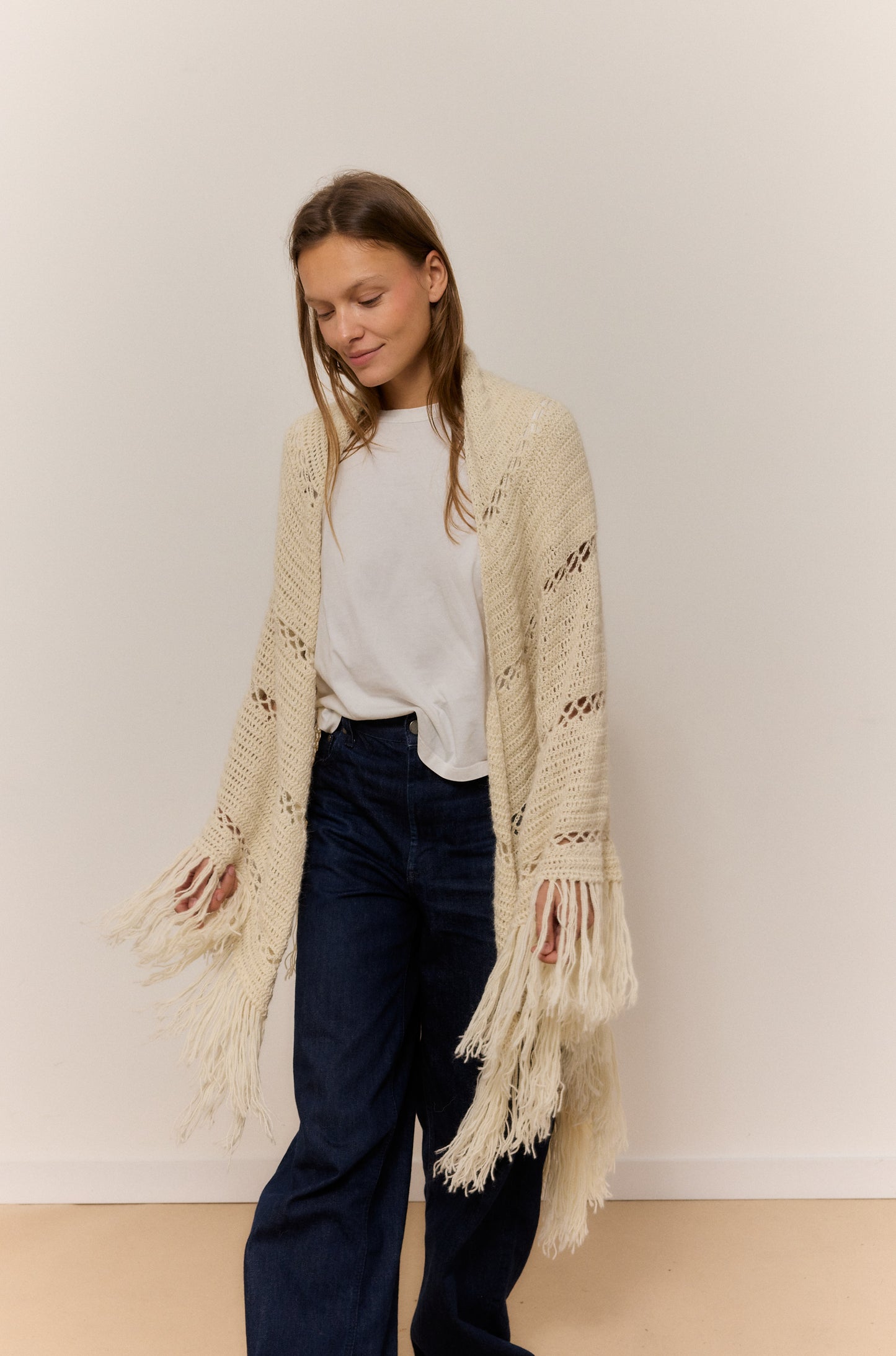 CHAL ARENA, CHAL DE LANA DE ALPACA NATURAL