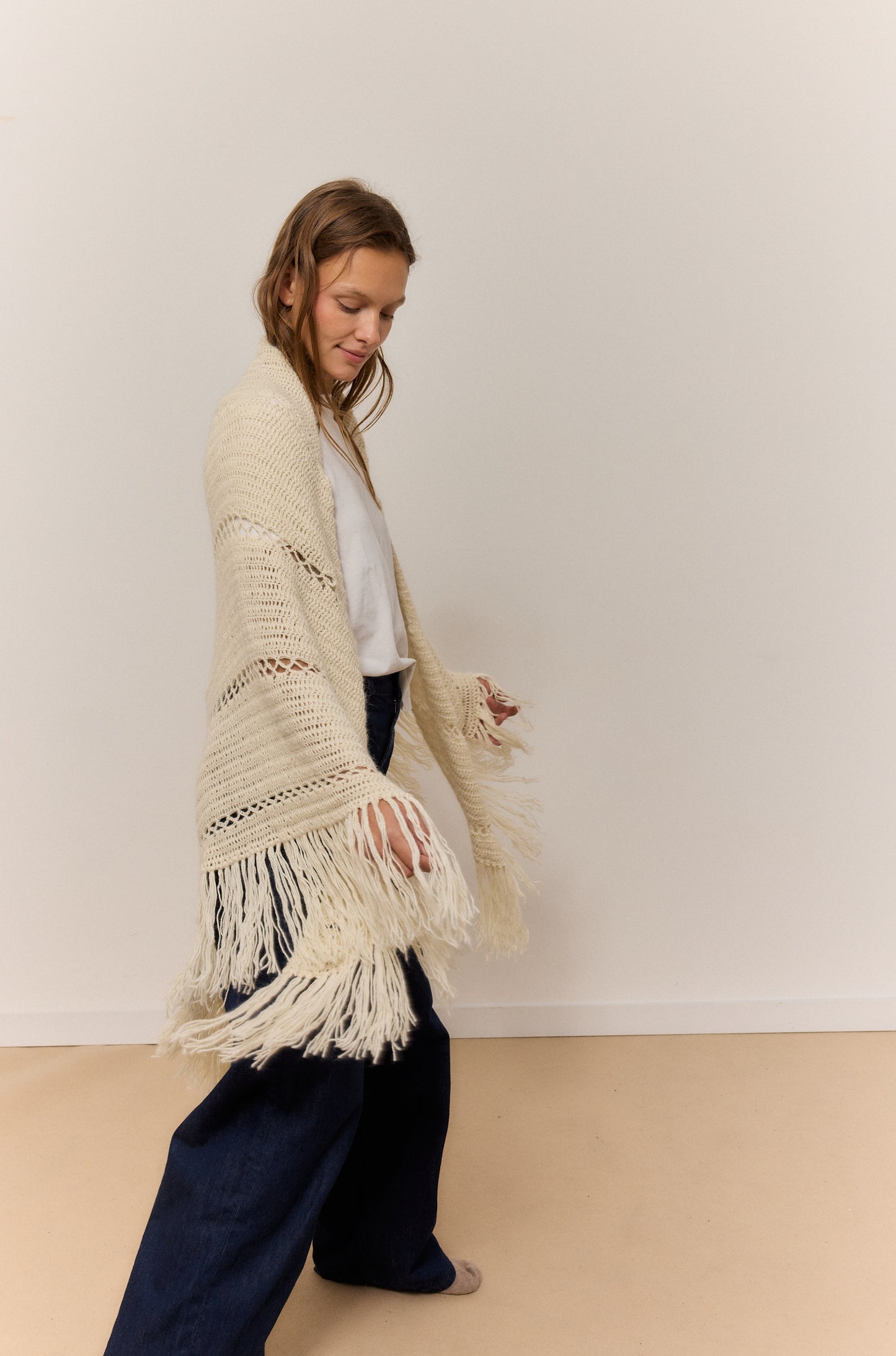 CHAL ARENA, CHAL DE LANA DE ALPACA NATURAL