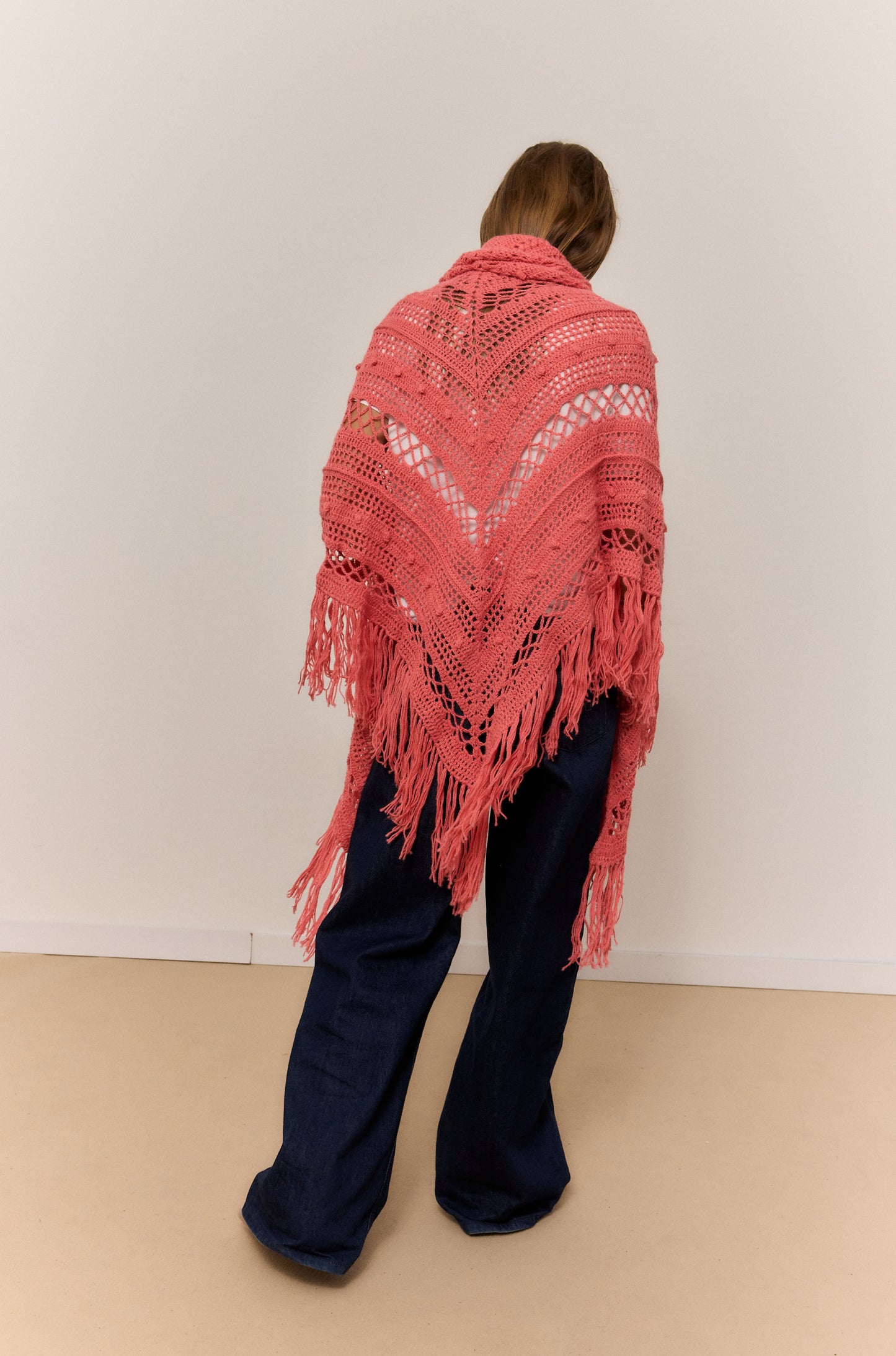 CORAL SHAWL, NATURAL ALPACA WOOL SHAWL