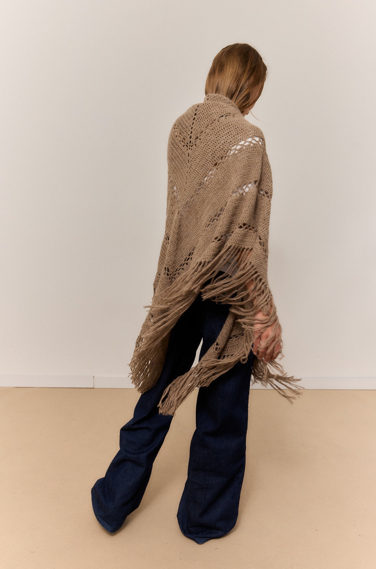 CHAL BEIGE CLARO MIX, CHAL DE LANA DE ALPACA NATURAL