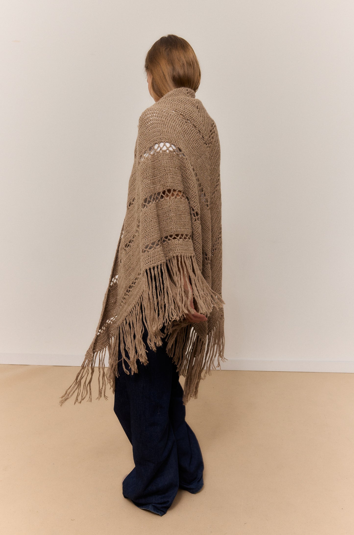 CHAL BEIGE CLARO MIX, CHAL DE LANA DE ALPACA NATURAL