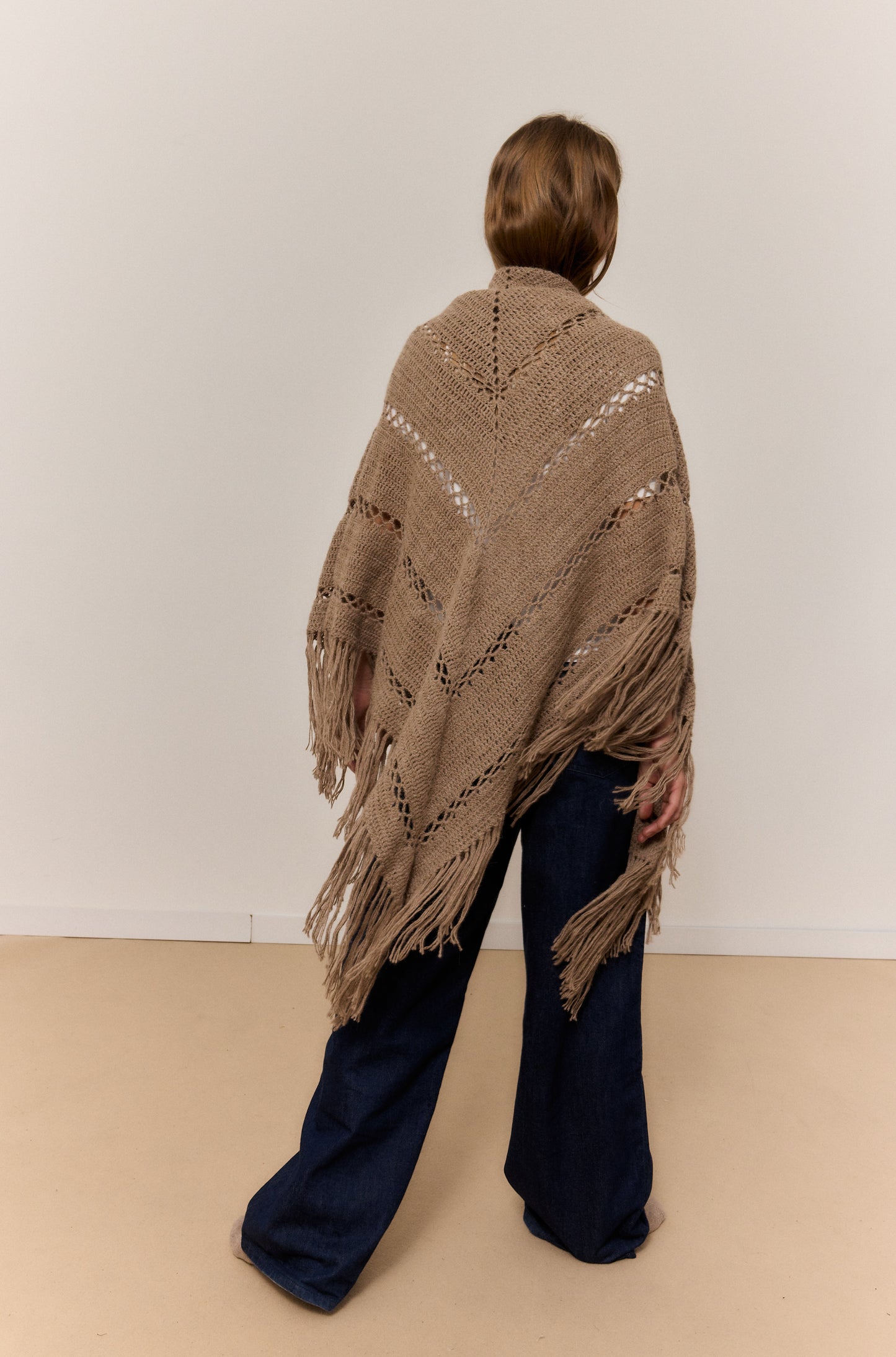 CHAL BEIGE CLARO MIX, CHAL DE LANA DE ALPACA NATURAL