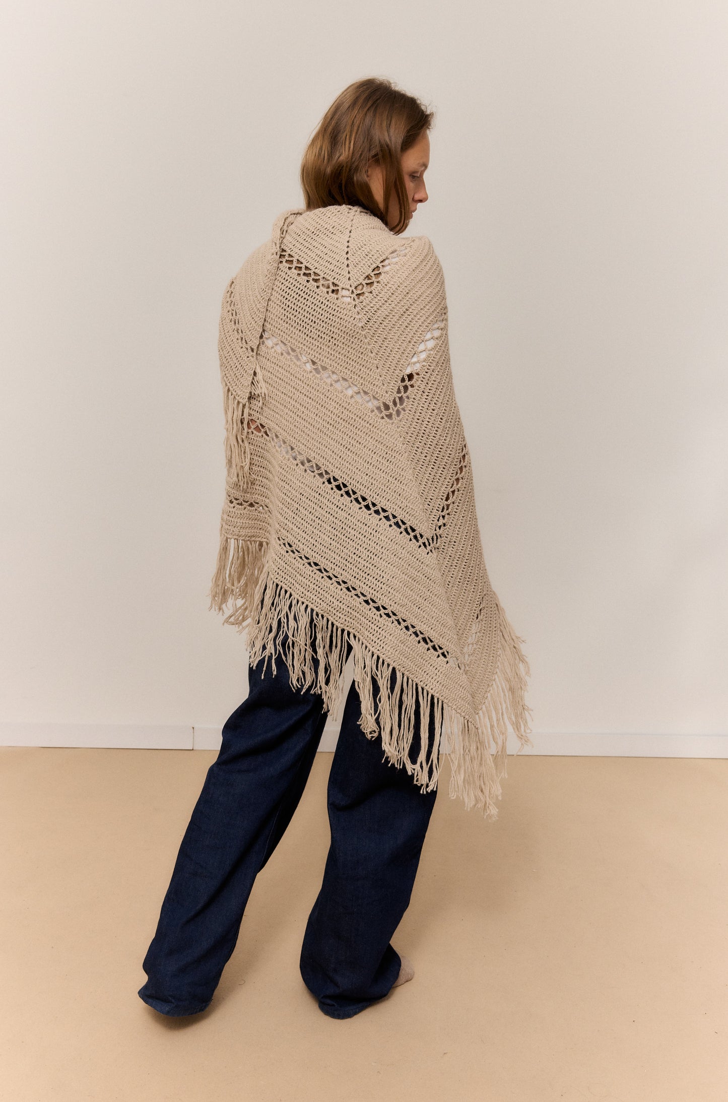 CHAL NOUGAT, CHAL DE LANA DE ALPACA NATURAL