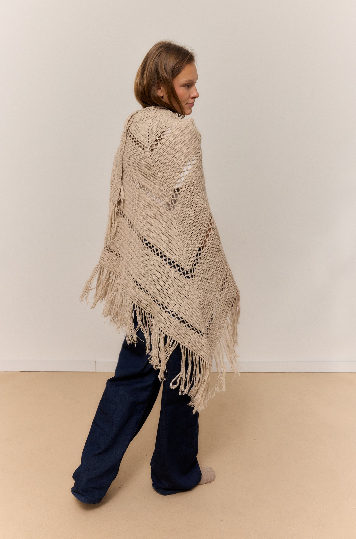 CHAL NOUGAT, CHAL DE LANA DE ALPACA NATURAL