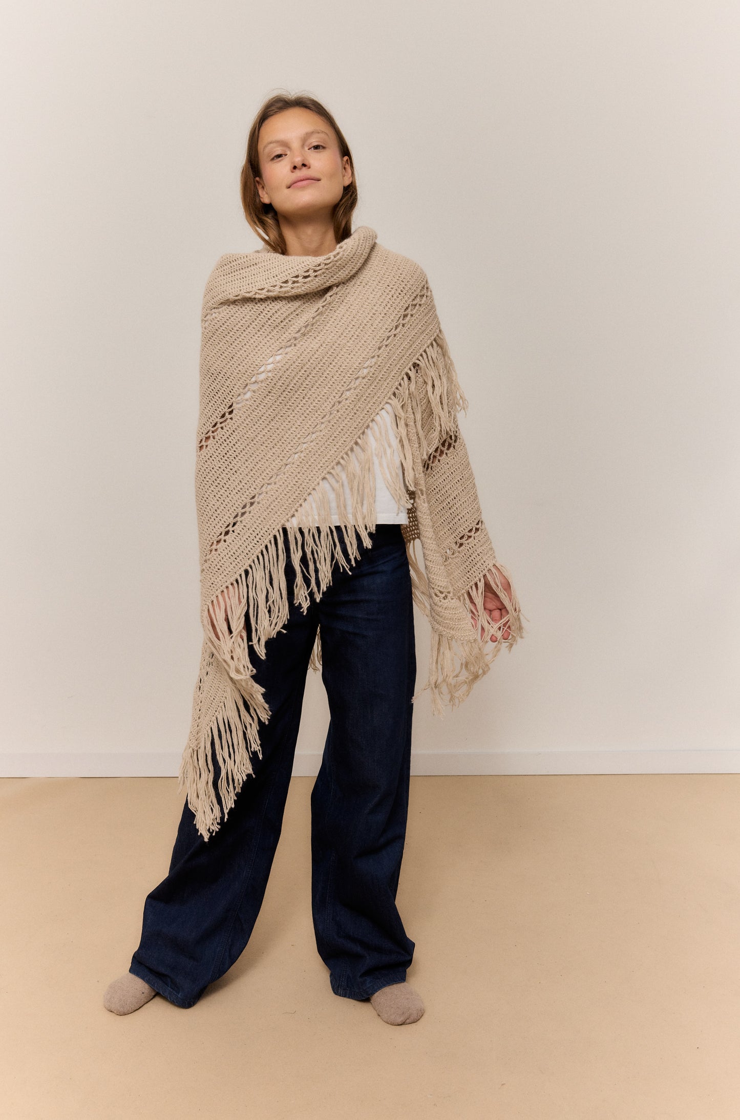 CHAL NOUGAT, CHAL DE LANA DE ALPACA NATURAL