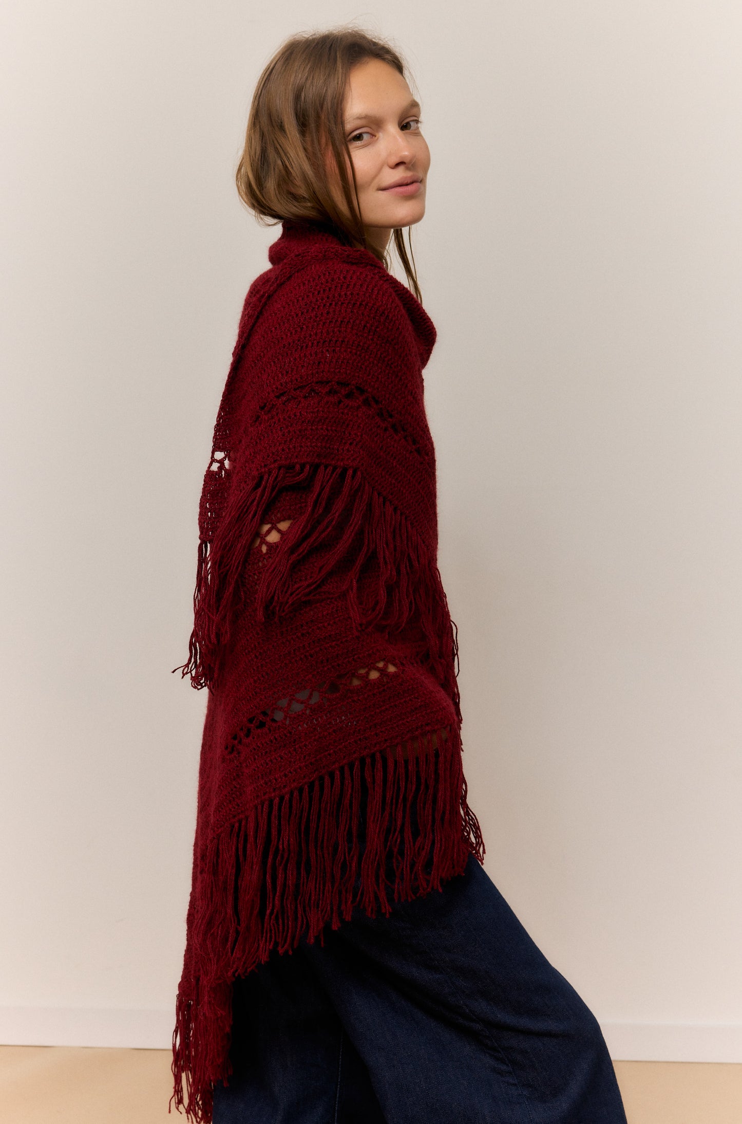 GARNET MIX SHAWL, NATURAL ALPACA WOOL SHAWL