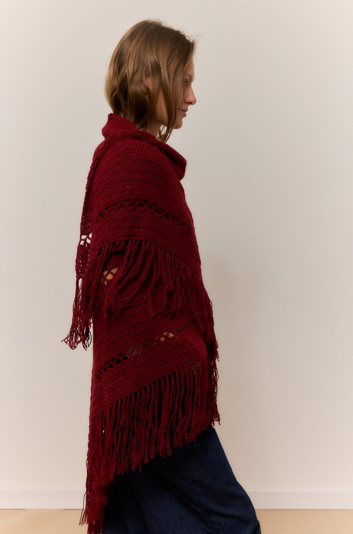 GARNET MIX SHAWL, NATURAL ALPACA WOOL SHAWL