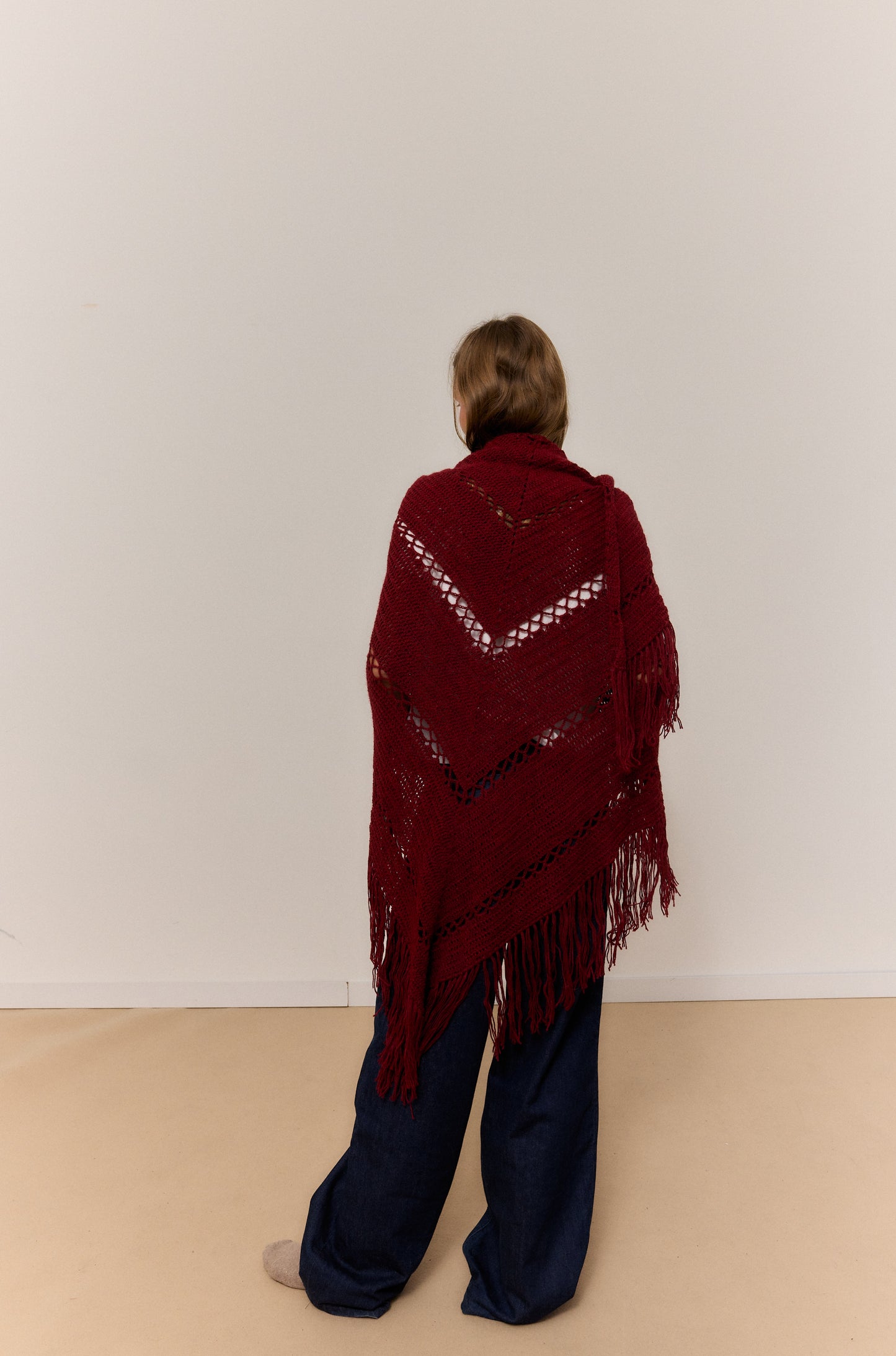 GARNET MIX SHAWL, NATURAL ALPACA WOOL SHAWL