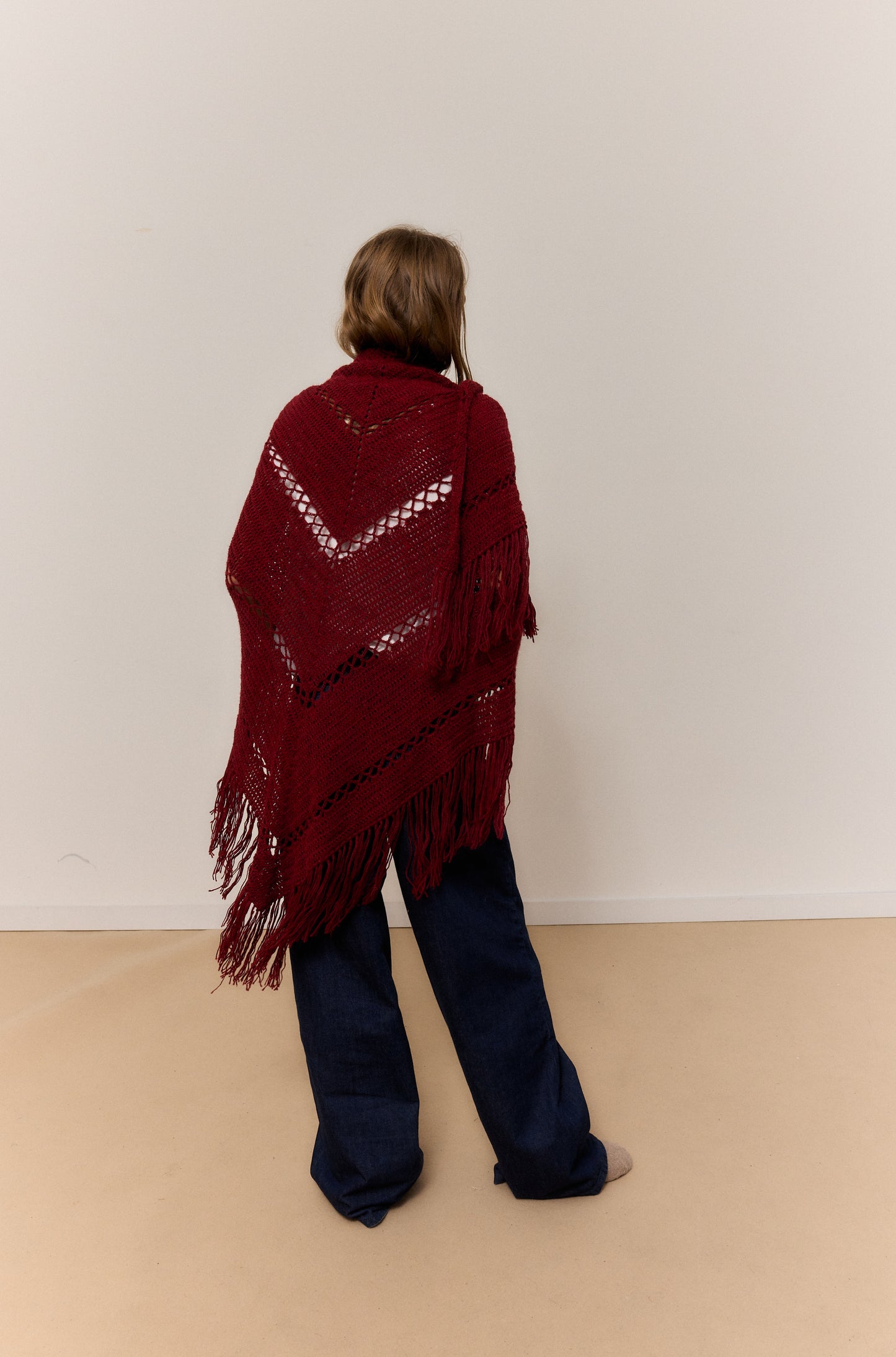 GARNET MIX SHAWL, NATURAL ALPACA WOOL SHAWL