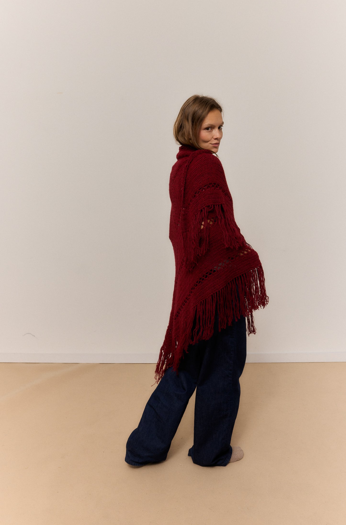 GARNET MIX SHAWL, NATURAL ALPACA WOOL SHAWL