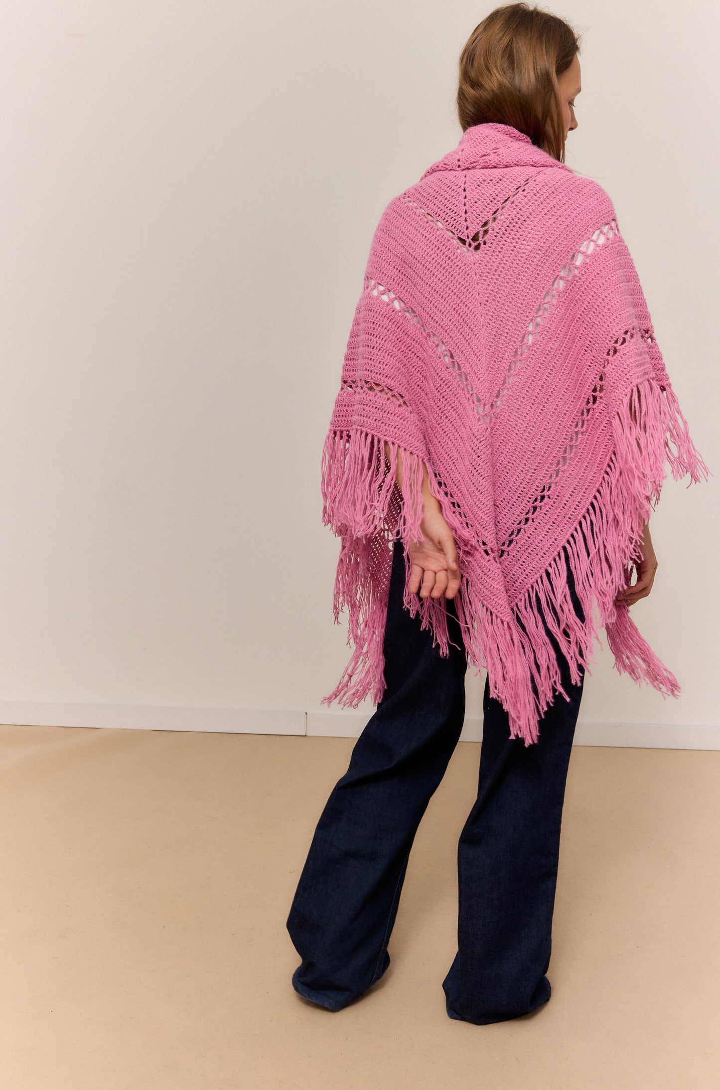 ROSE PETALO SHAWL, NATURAL ALPACA WOOL SHAWL