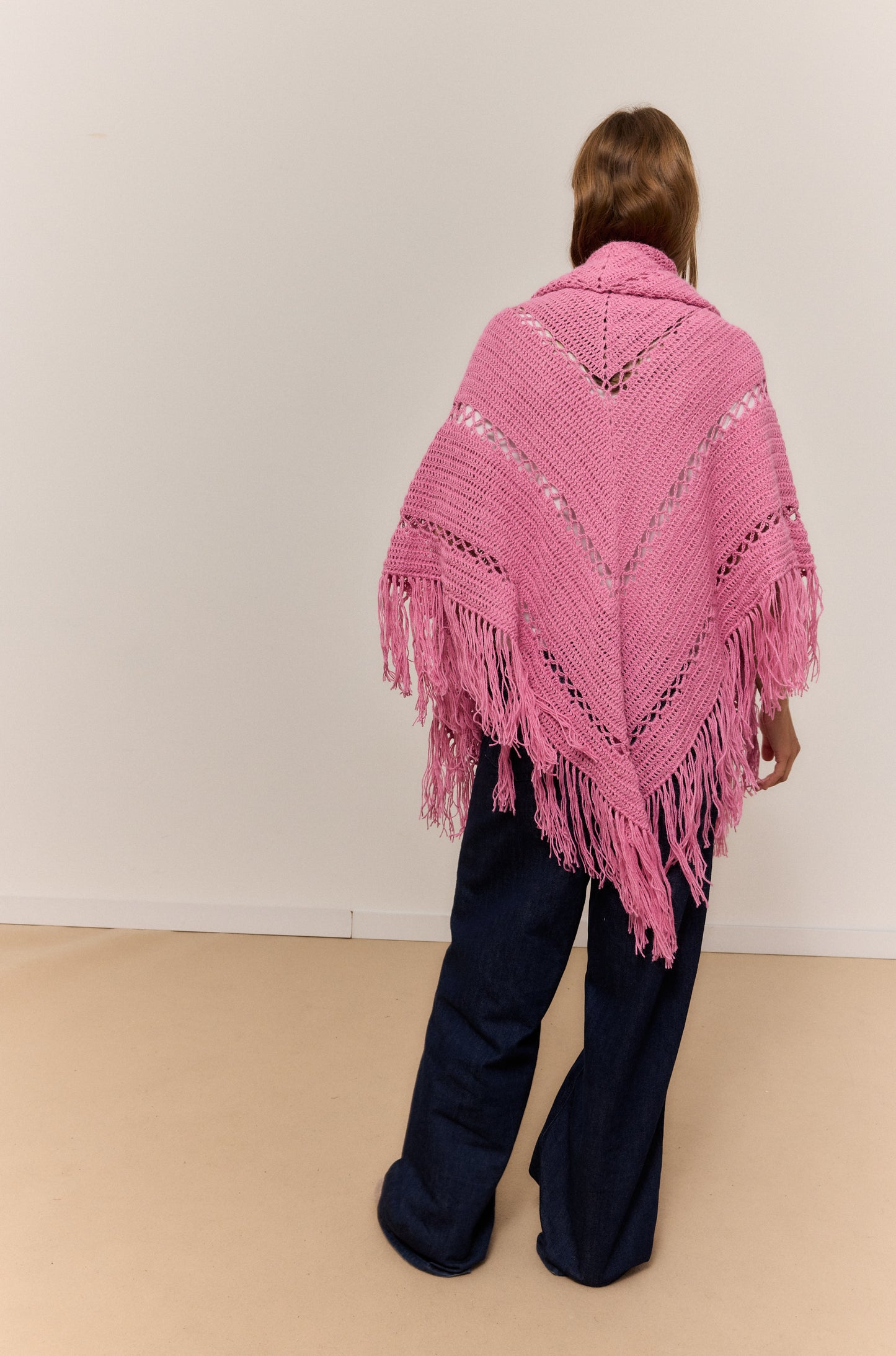 ROSE PETALO SHAWL, NATURAL ALPACA WOOL SHAWL
