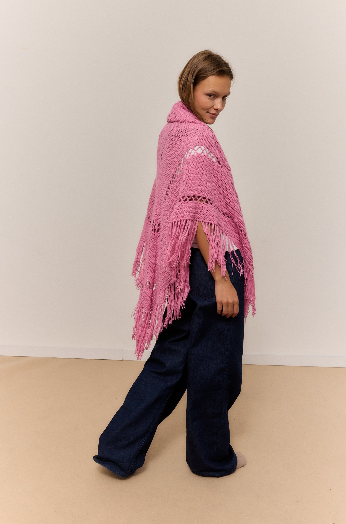 ROSE PETALO SHAWL, NATURAL ALPACA WOOL SHAWL