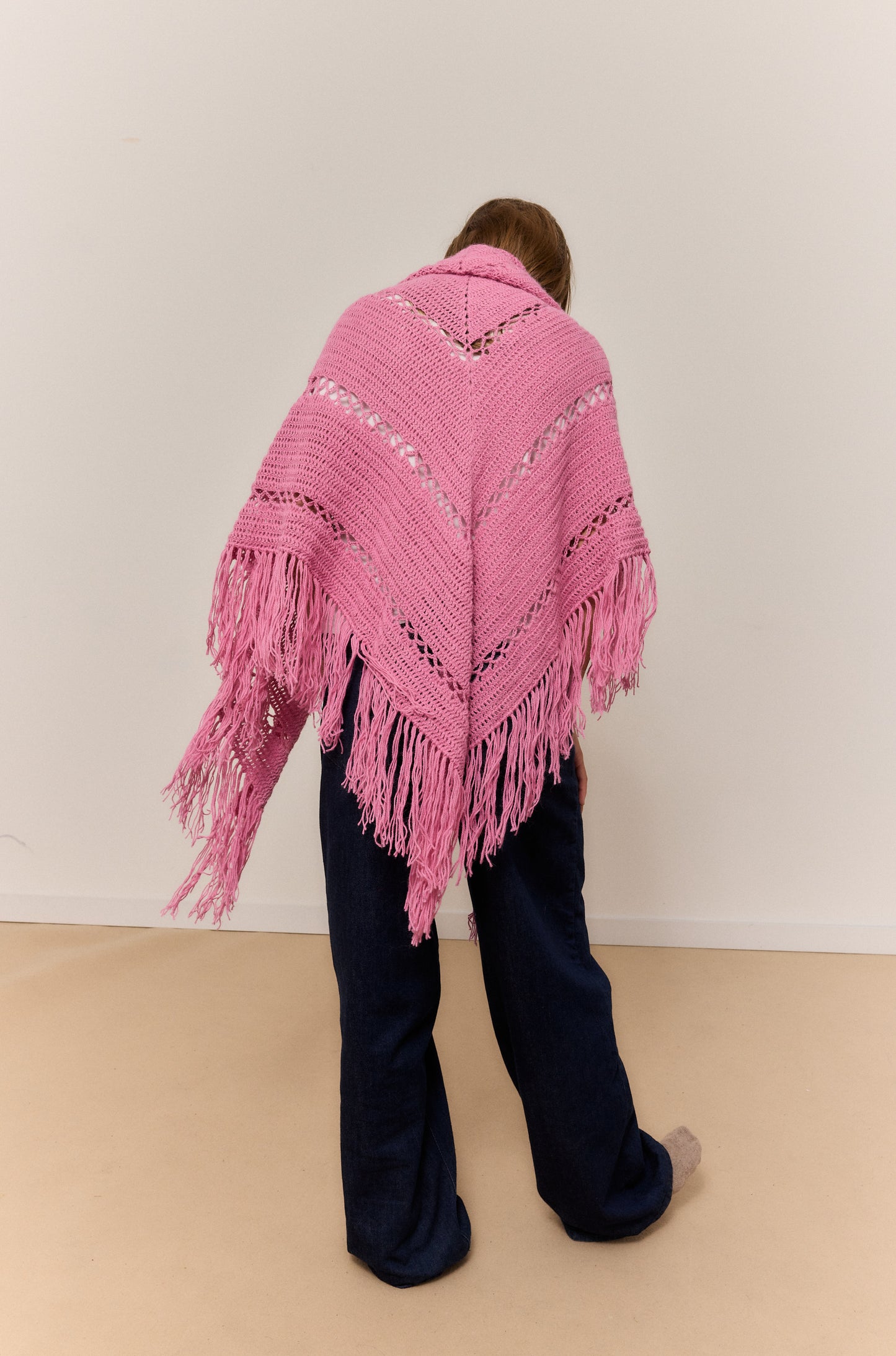 ROSE PETALO SHAWL, NATURAL ALPACA WOOL SHAWL