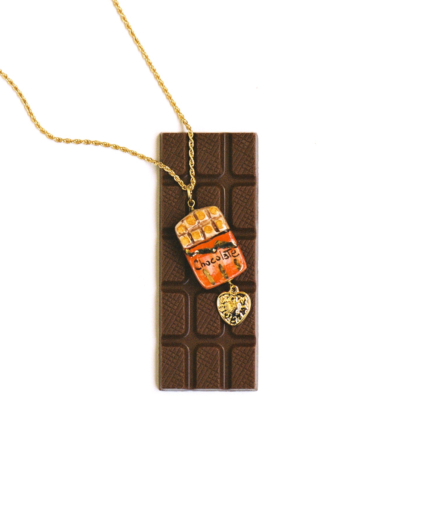 CHOCOLATE, MEDIUM NECKLACE WITH CERAMIC CHOCOLATE TABLET