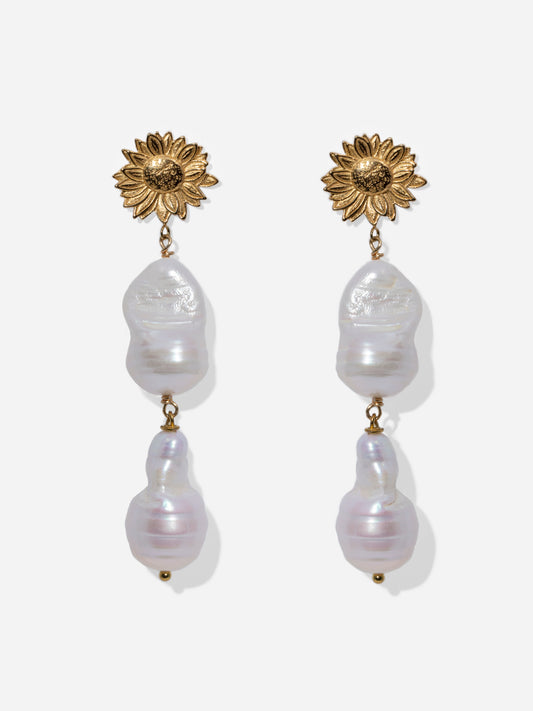 Long mini Sunflower ceramic earrings