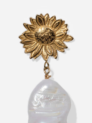 Long mini Sunflower ceramic earrings