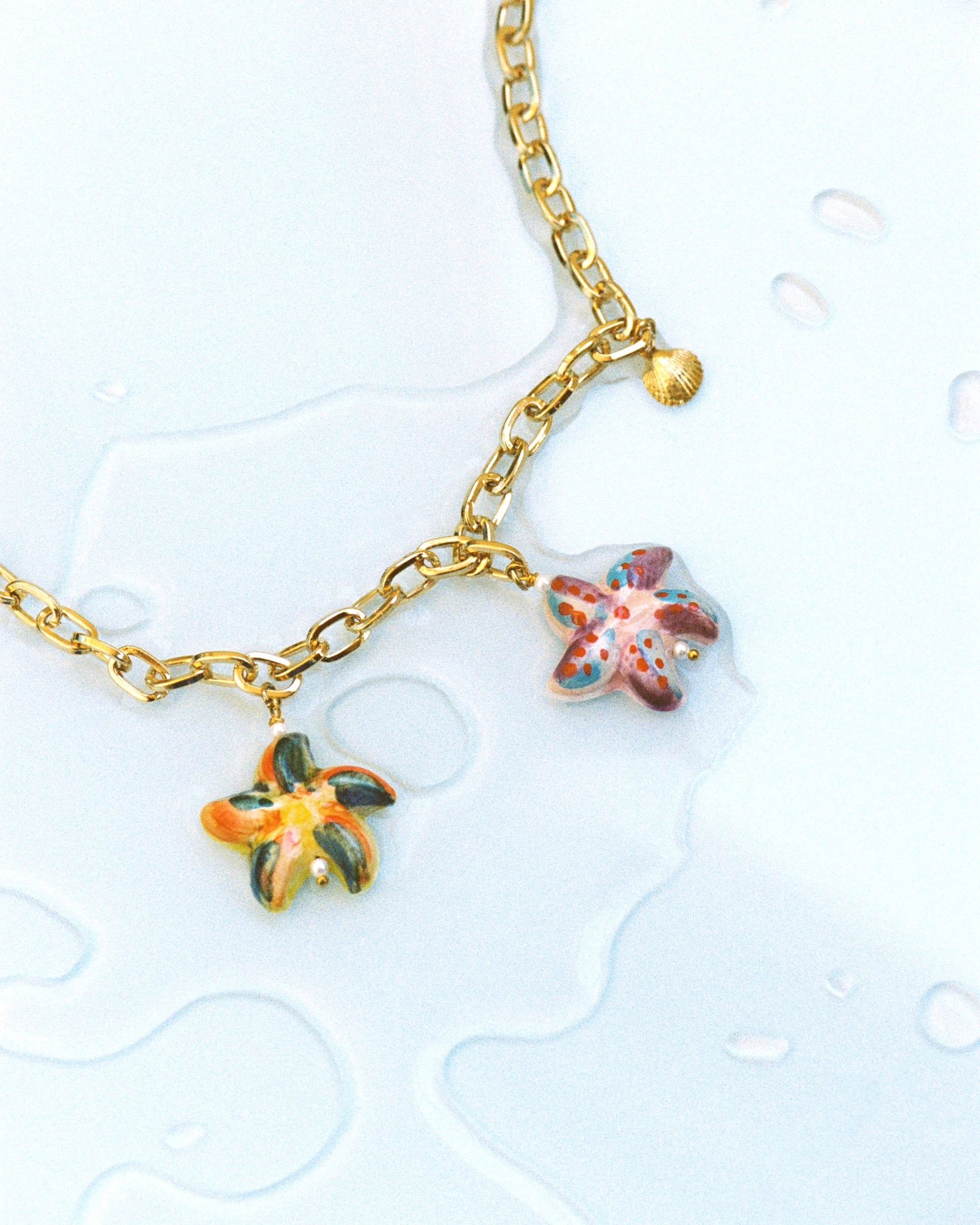 collar due stelle sobre fondo húmedo cashfana